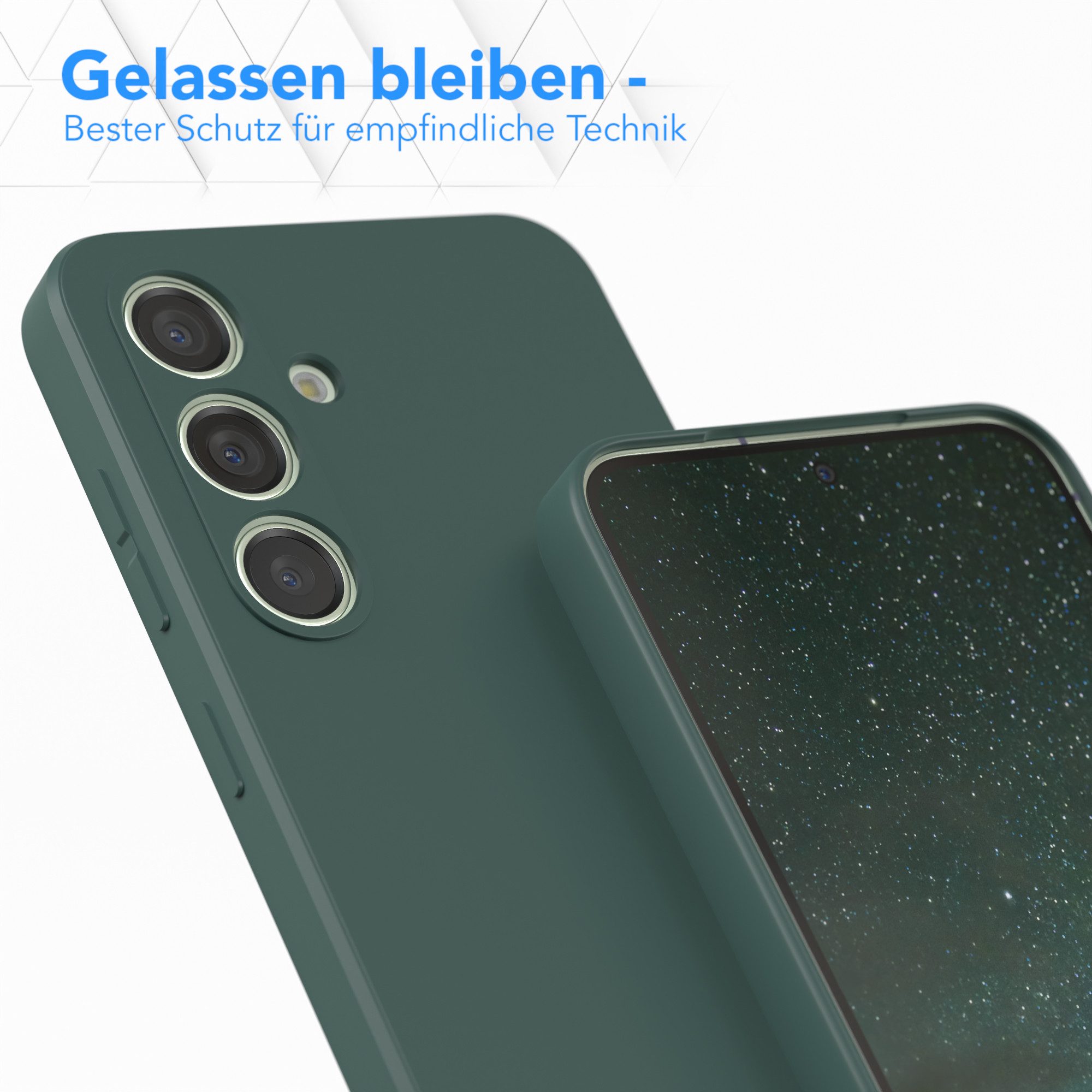 EAZY CASE Handyhülle für Samsung Galaxy S24 Hülle Silikon 6,2 Zoll, Silikon Schutzhülle mit Kameraschutz kratzfestes Bumper Nachtgrün – Bild 4 von 5