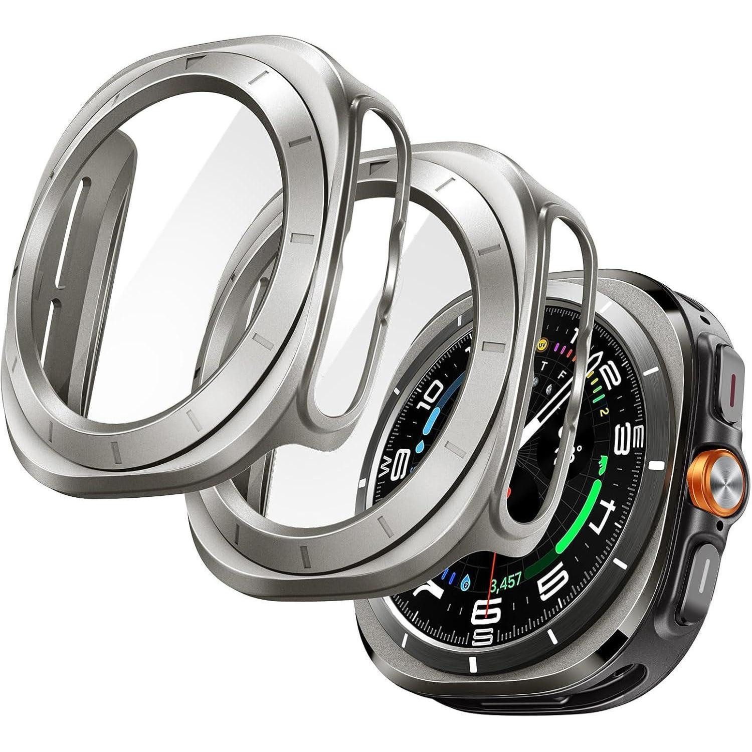 LuxusKollektion Smartwatch-Hülle Schutzhülle für Samsung Galaxy Watch Ultra 47mm Titan Natur 2 Stück