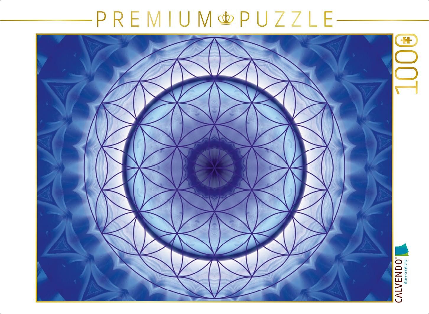 CALVENDO Puzzle CALVENDO Puzzle Mandala Blume des Lebens blau 1000 Teile Puzzle quer, 1000 Puzzleteile