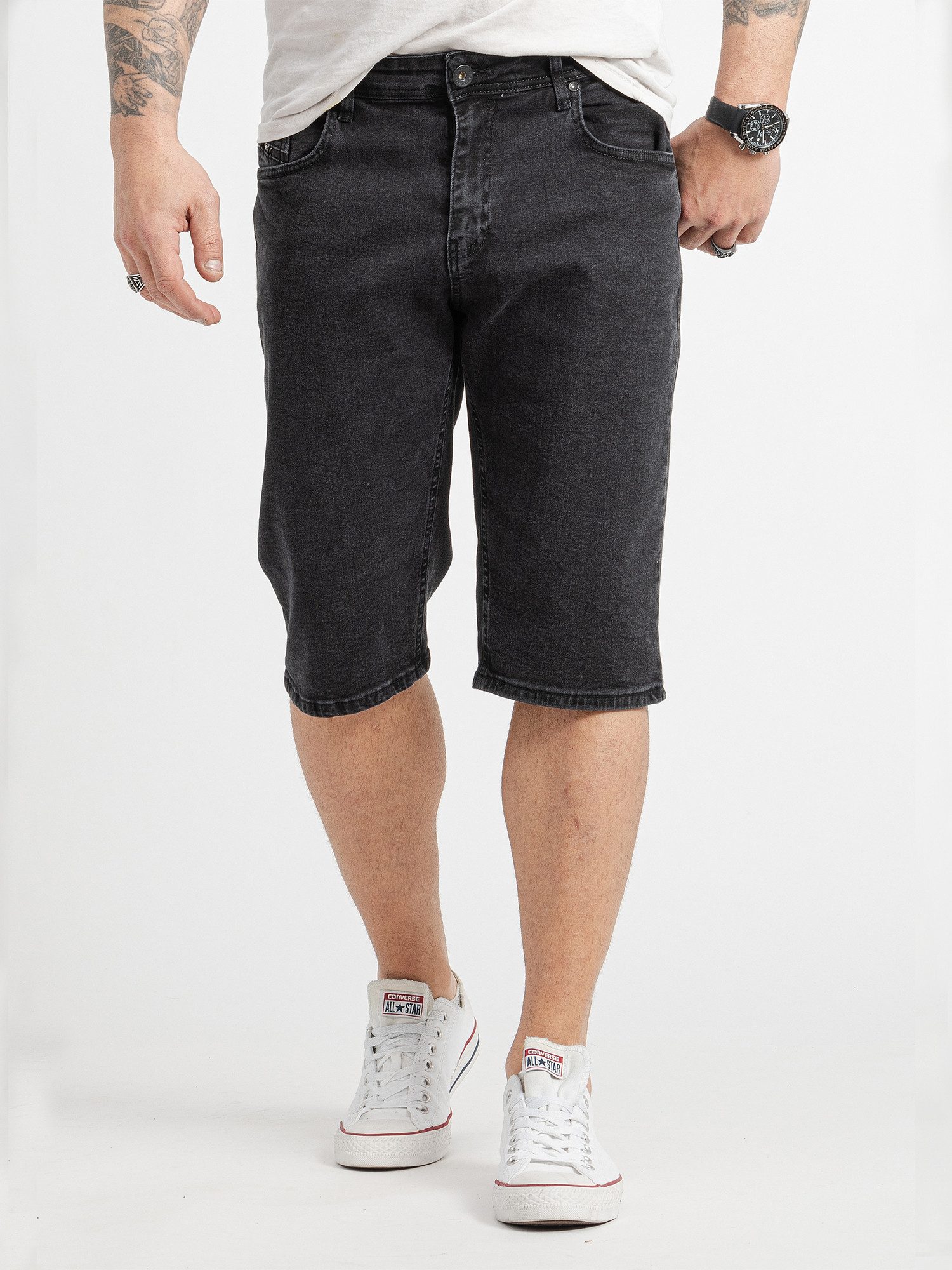 Bermudas Herren Shorts Jeansshorts Denim Dunkelgrau RC-2432