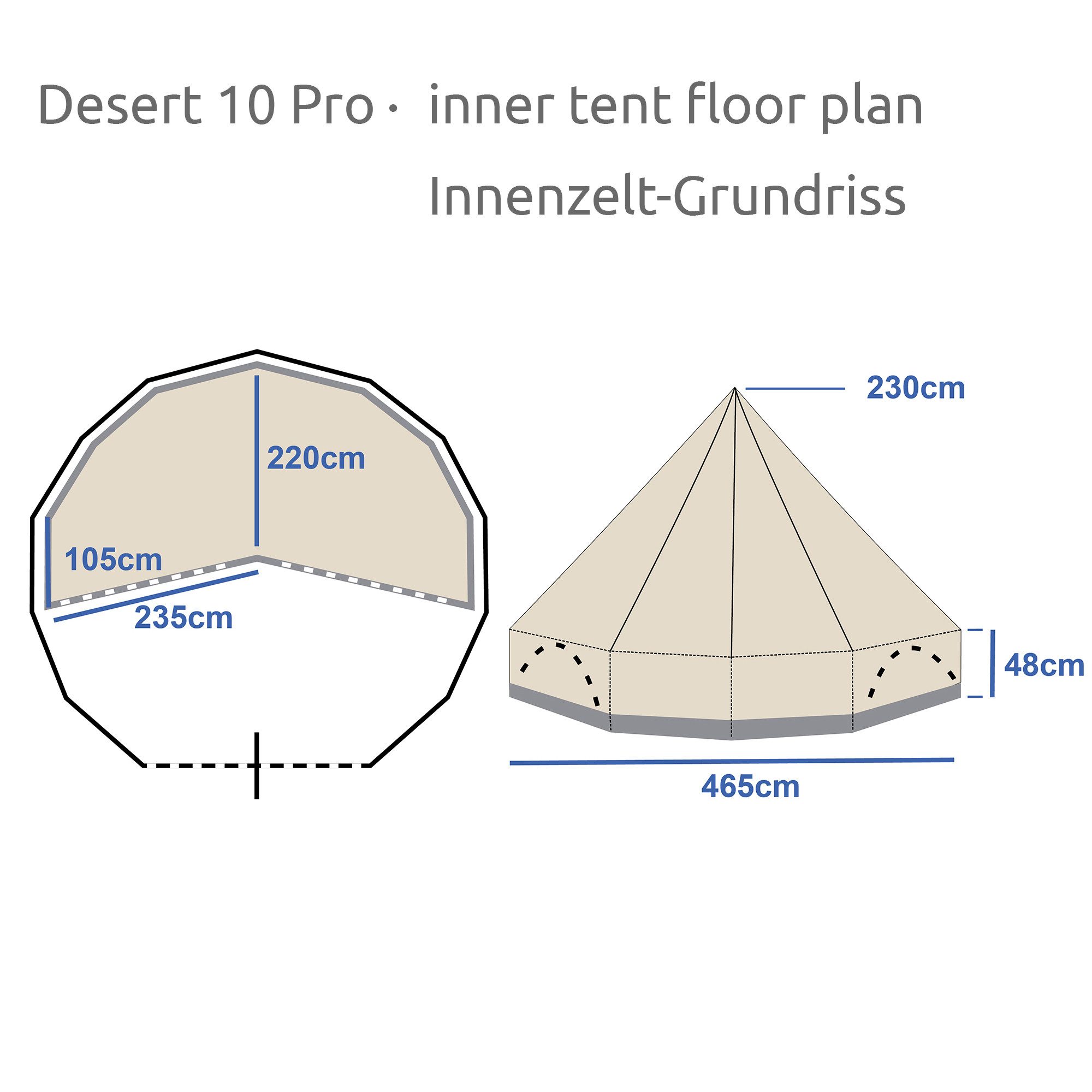 yourGEAR Tipi-Zelt yourGEAR Zelt Desert 10 Pro UV50+ Tipi Familienzelt mit Schlafkabine, Personen: 10