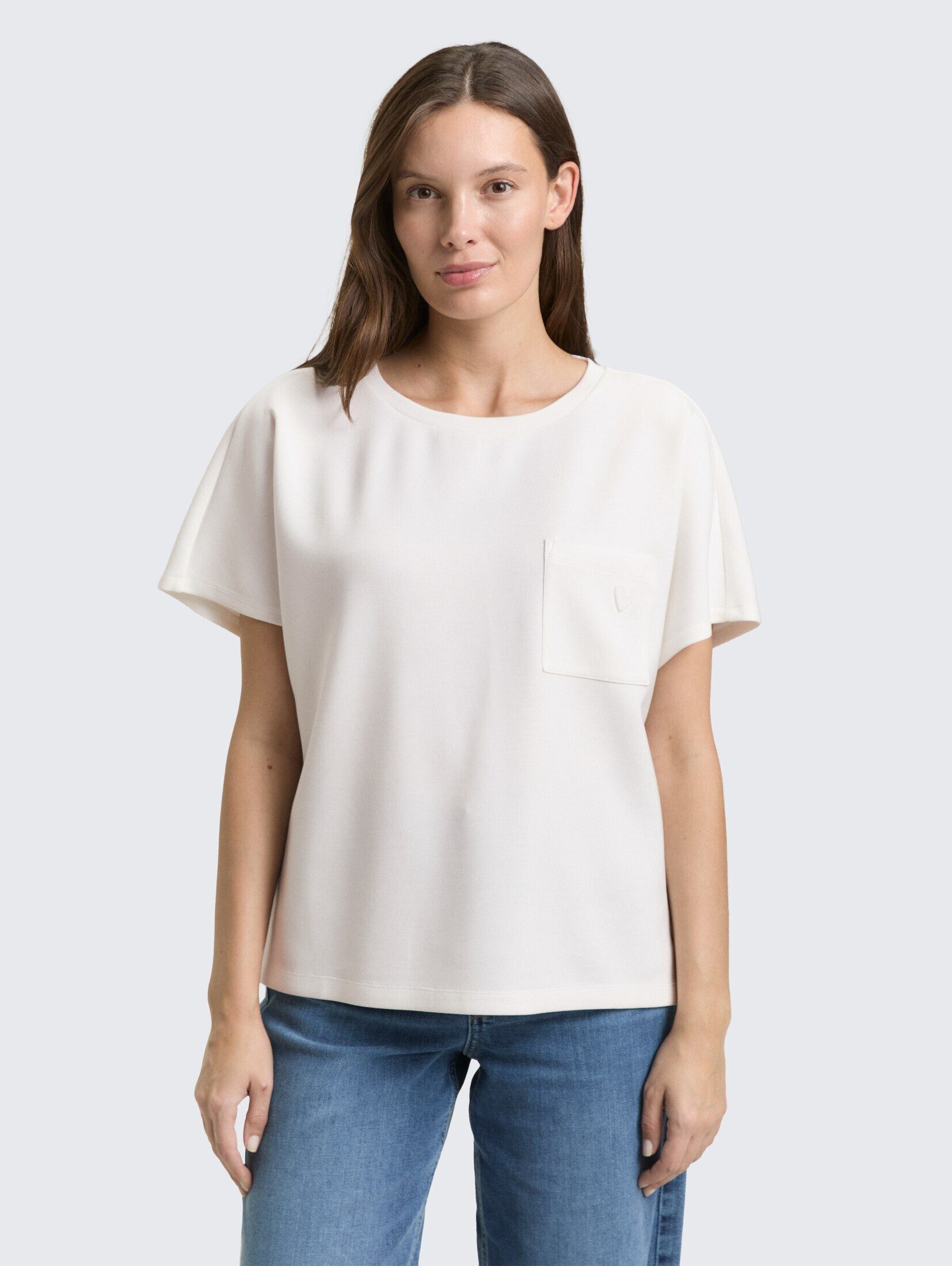TOM TAILOR T-Shirt T-Shirt Loose Fit Scuba T-Shirt mit Brusttasche günstig online kaufen