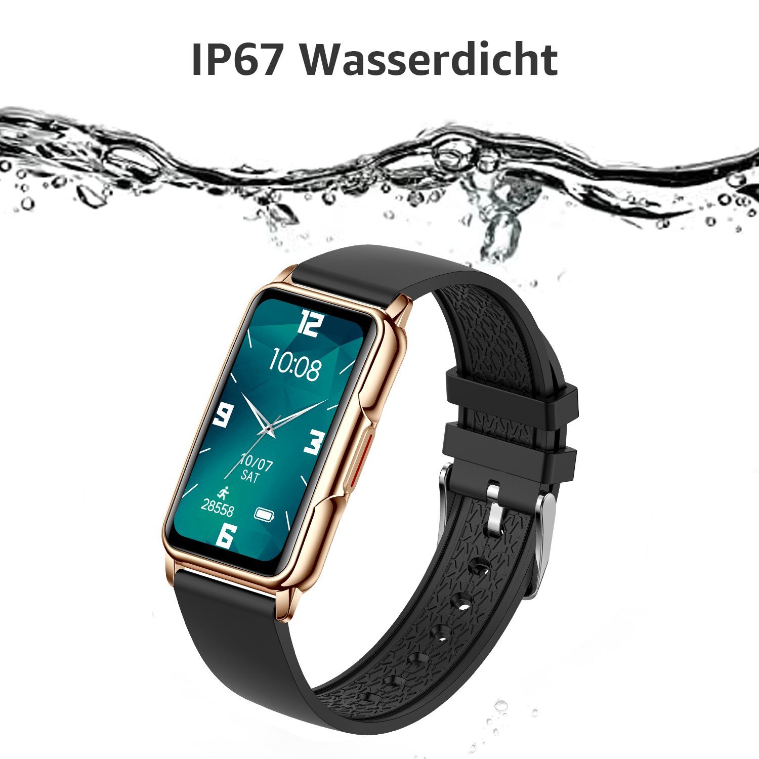 Smartwatch Uhr, + Damen Gesundheitsfunktionen Rosa Smart Fitness (3,73 Watch, Tracker, Schwarz Fitness cm/1,47 Damen Smartwatch Haiaveng cm), und Zoll, Android iOS