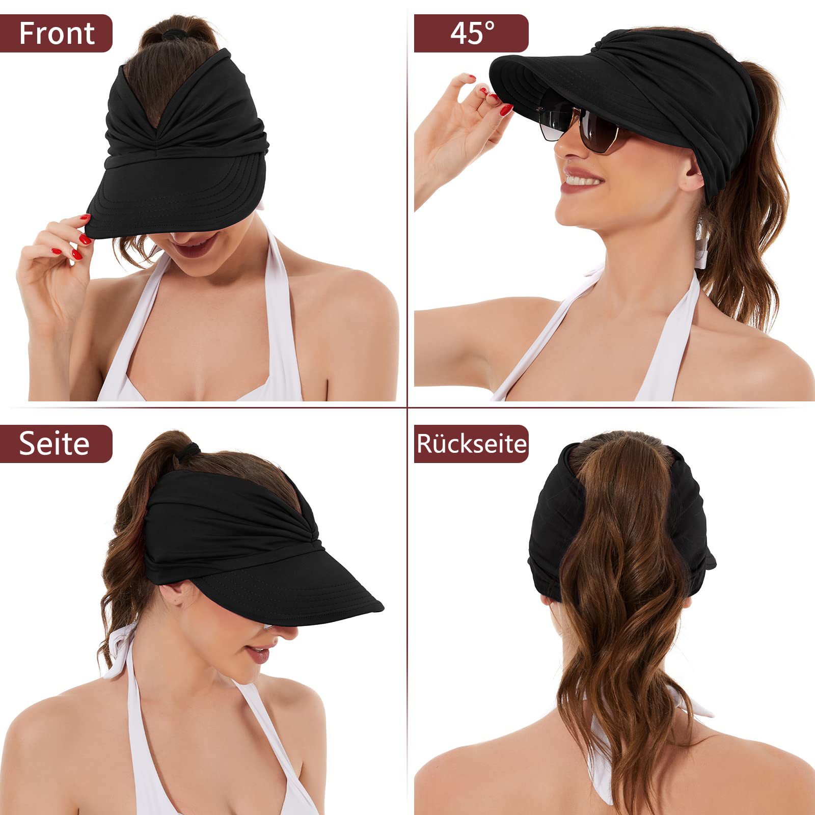 Cachito Strohhut Strohhut Sun Visor Hüte für Damen, verstellbare leichte Sommerhut – Bild 4 von 5