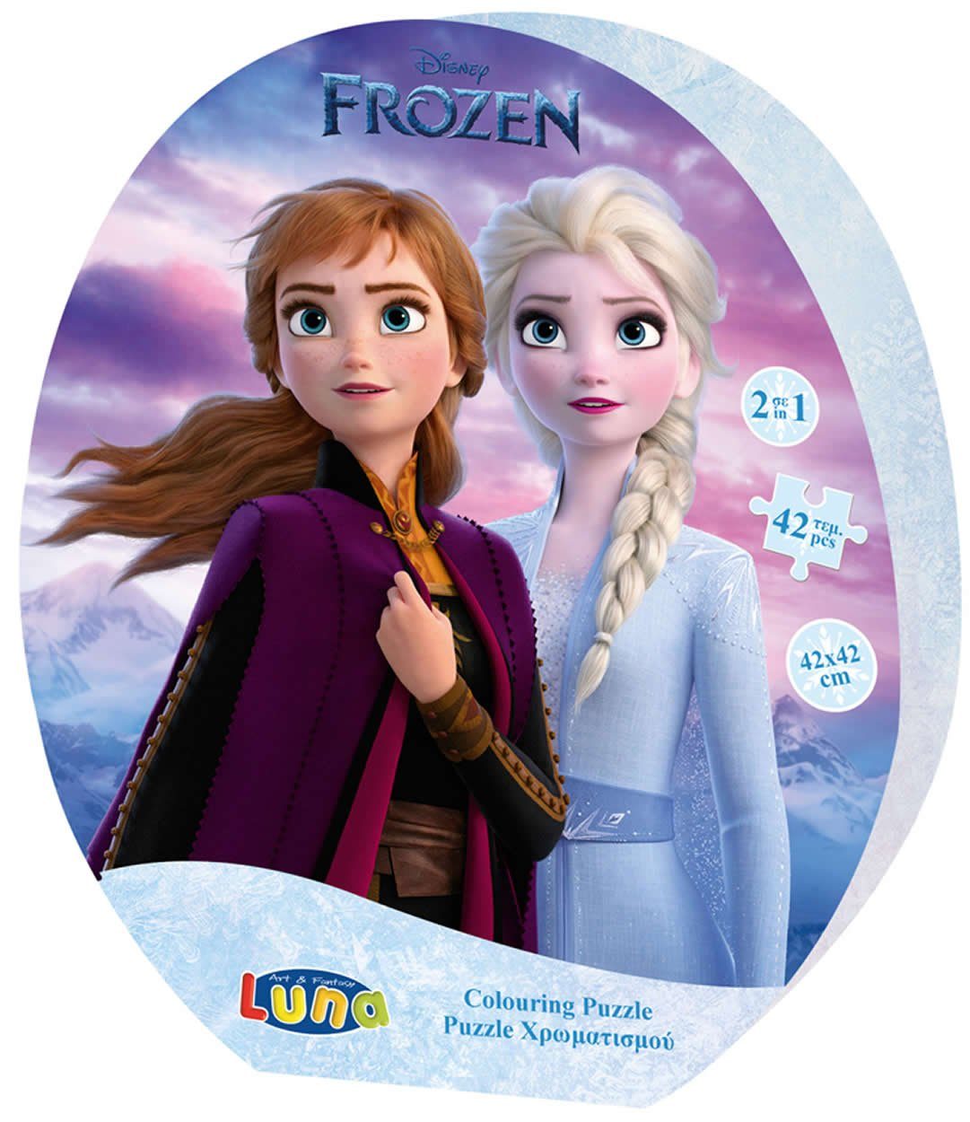 Diakakis Steckpuzzle 2in1 Malpuzzle Frozen 2 42-tlg. XL-Teile 42x42, Puzzleteile