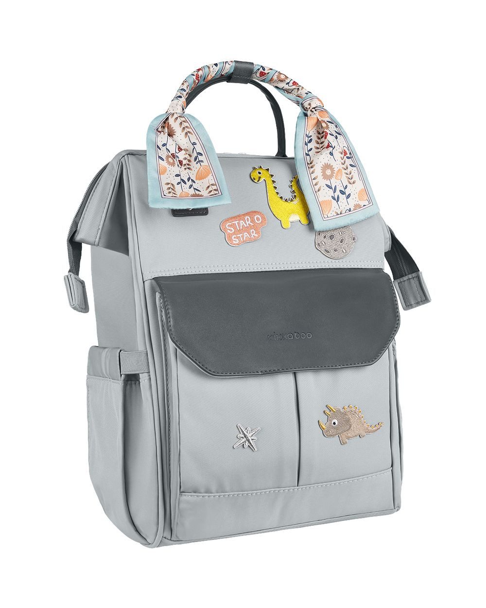 Kikkaboo Wickeltasche Myla (1-tlg), einstellbare Träger, abnehmbare Dino-Abzeichen, Reißverschluss