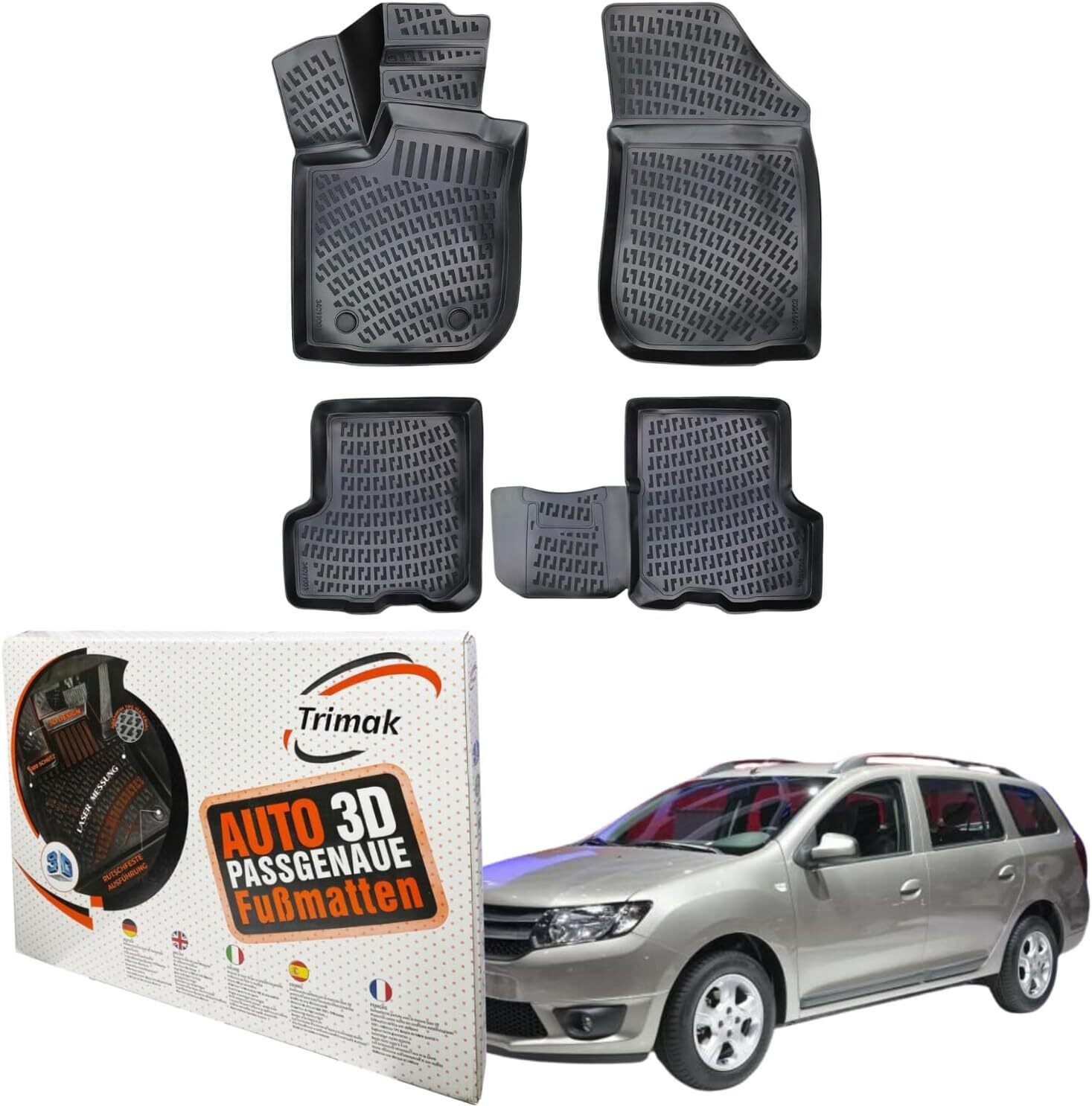 Passform-Fußmatten Oder Kofferraumwanne Oder Set kompatibel mit Dacia Logan