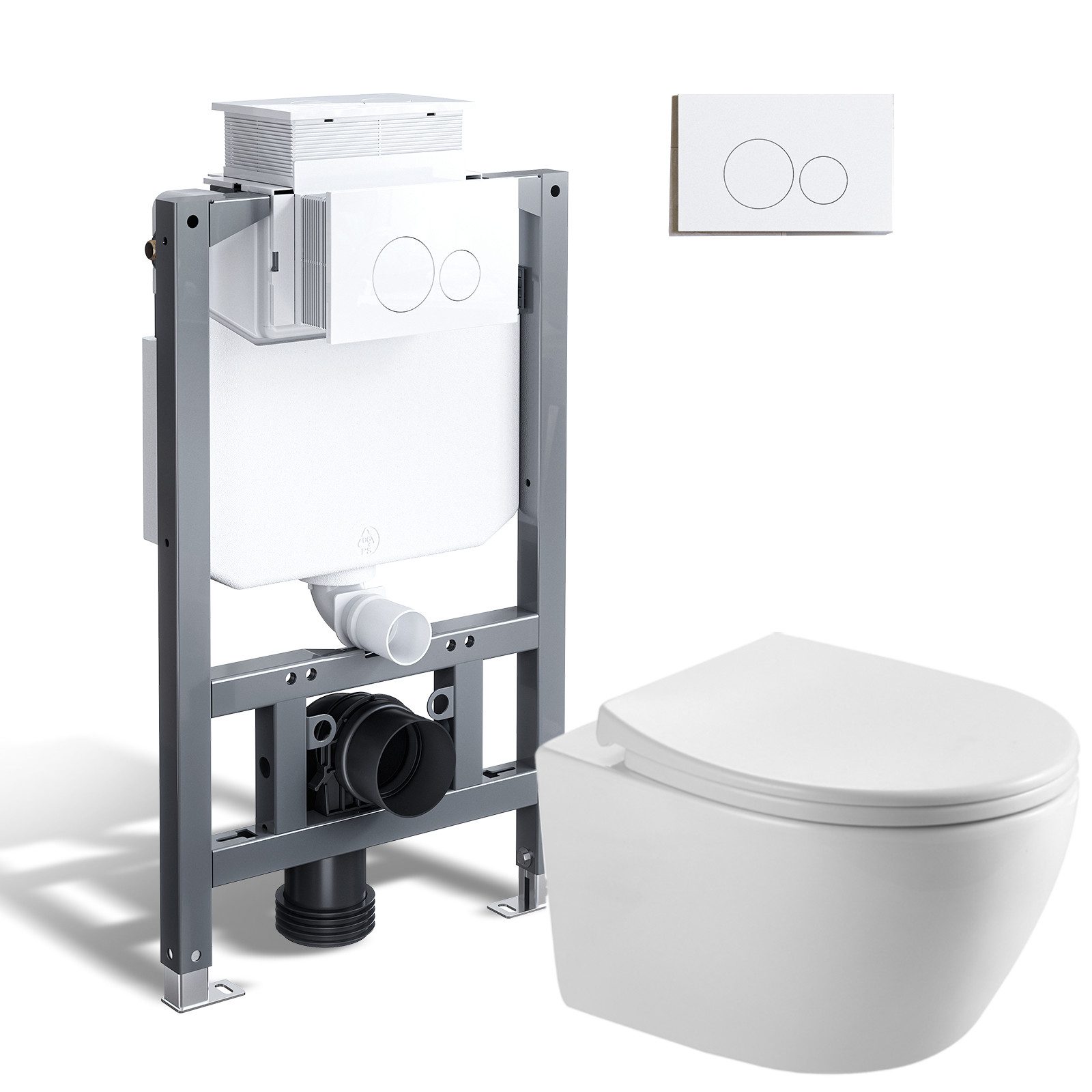 HOROW Vorwandelement WC WC-Komplettset Spülkasten hänge WC Set, wc Komplett Set, 2-Mengen-Spulung