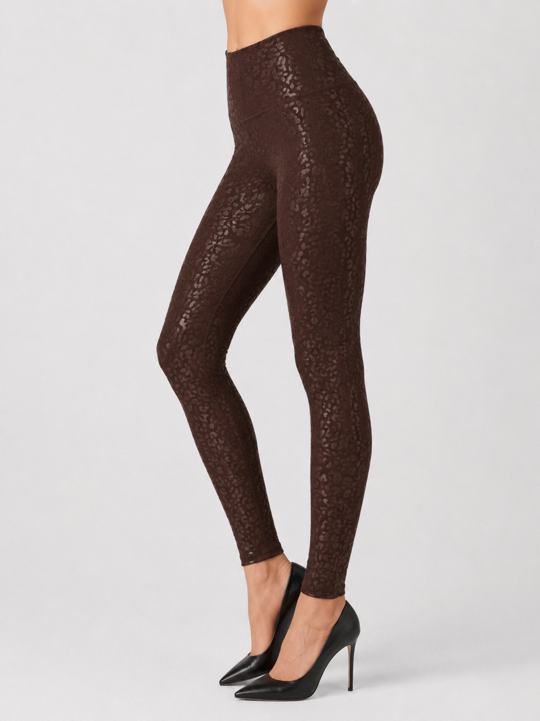 FemmeTone Yogaleggings Sportleggings mit Leo-Muster – Damen Leggings mit hohem Bund Sporthose Yogahose High Waist mit Bauch-weg-Effekt und Stretch