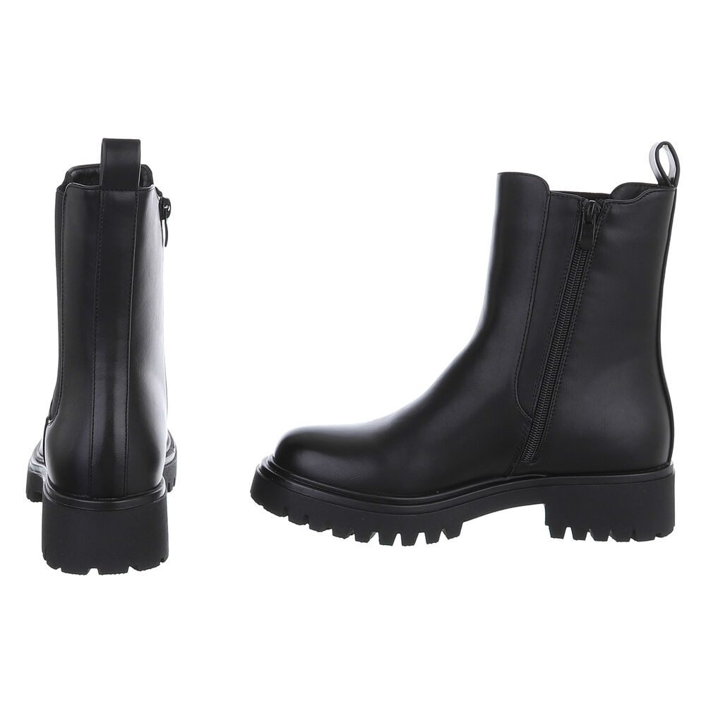 Ital-Design Damen Chelsea Boot Chunky mit Profilsohle Plateaustiefelette (92392489) Blockabsatz Stiefeletten in Schwarz – Bild 5 von 5