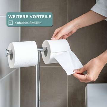 bremermann WC-Garnitur Stand-WC-Garnitur, WC-Bürste, Rollenhalter mit Glassockel, schwarz