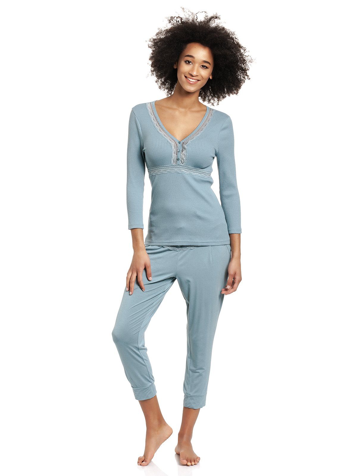 Vive Maria Pyjama »Heaven Rib«, angenehmer Materialmix aus Baumwolle,  Modal, Viskose und Ela online kaufen | OTTO