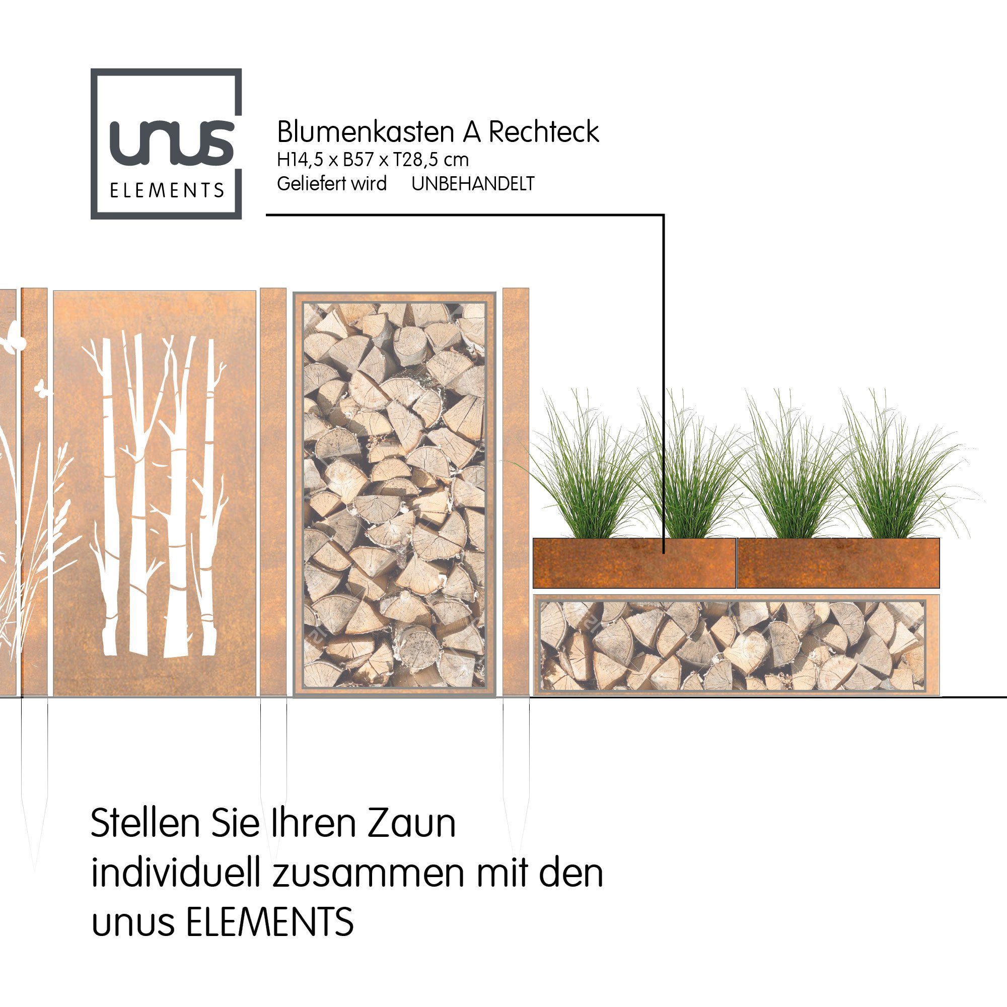 UNUS ELEMENTS Blumenkasten Blumenkasten A Rechteck (1 St)