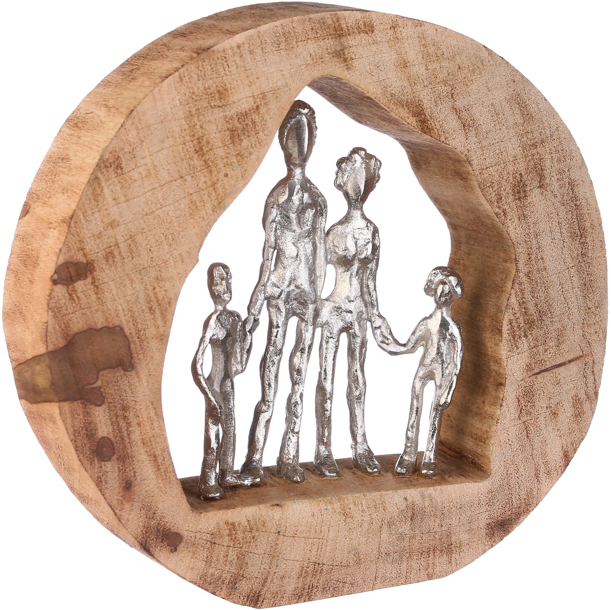 GILDE Dekofigur Skulptur Familie, silber/natur (1 St), Aluminium silberfarben/natur