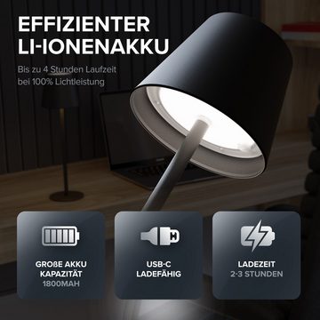 ovilum LED Außen-Tischleuchte Tischlampe, aus Edelstahl in Schwarz zur