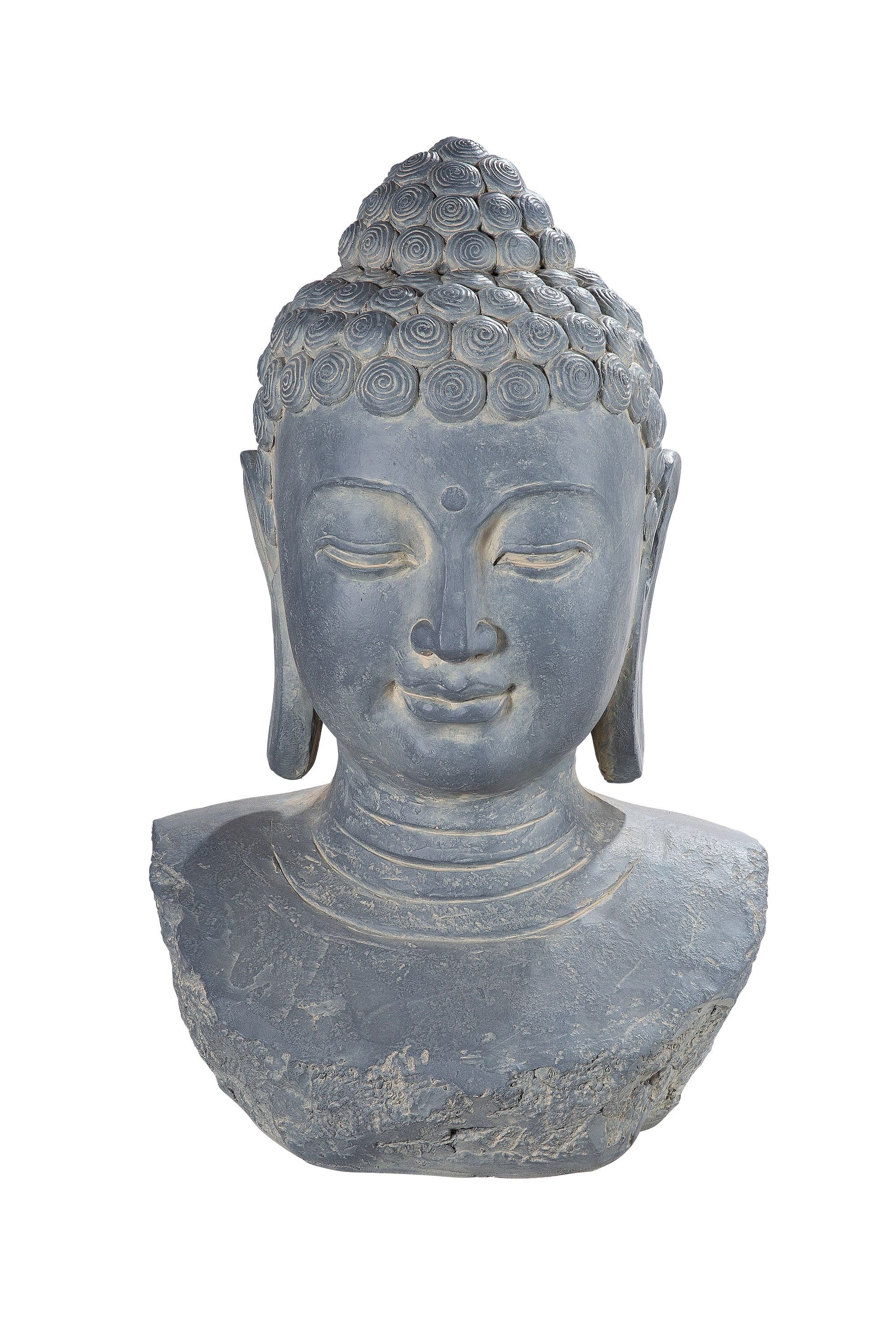GILDE Dekofigur GILDE Skulptur Buddha Testa - grau - H. 66cm x B. 45cm