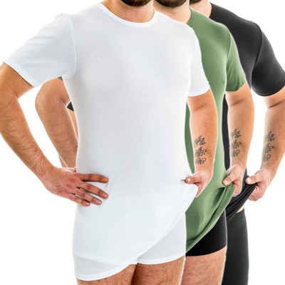 HERMKO Unterziehshirt 3847 3er Pack Herren extralanges kurzarm Shirt aus 100% Bio-Baumwolle