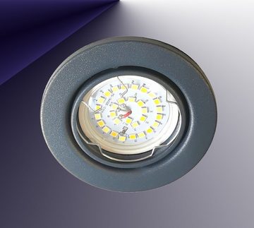 TRANGO LED Einbauleuchte, 3er Set 6729-031M36K LED Einbaustrahler Anthrazit matt inkl. 3x 5 Watt CCT Farbtemperatur Steuerung 2700K-4000K-6500K LED Modul, Einbauspot, Deckenleuchte, Downlight, Deckenlampe