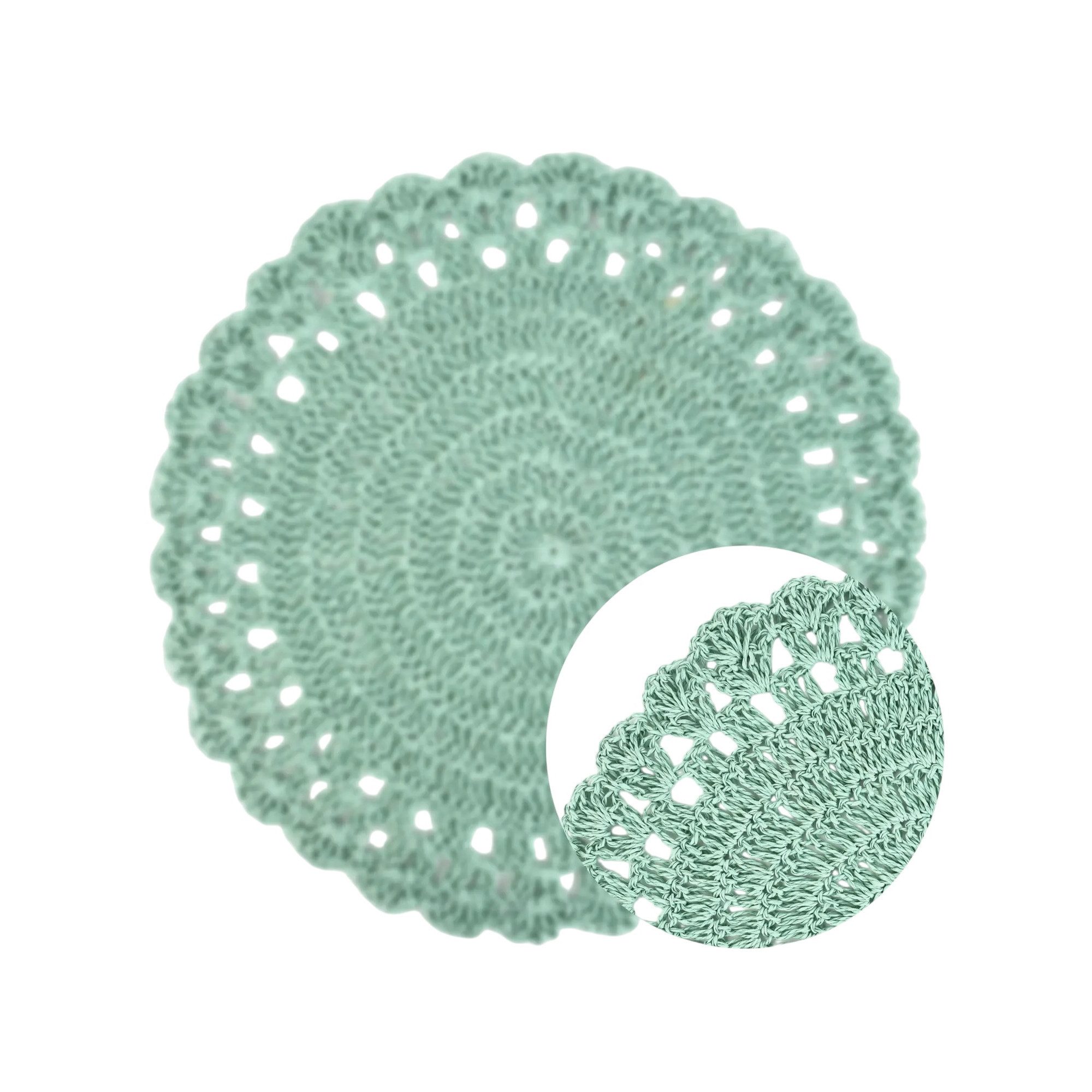 Macosa Home Platzset Tischset 2 Stk. Altrosa od. Grün 38 cm rund Raffia, (Rosa Mint, 2-St., Tischmatte Platzmatte Tischunterlage Platzdeckchen), Platzsets Häkel-Design Tischdeko