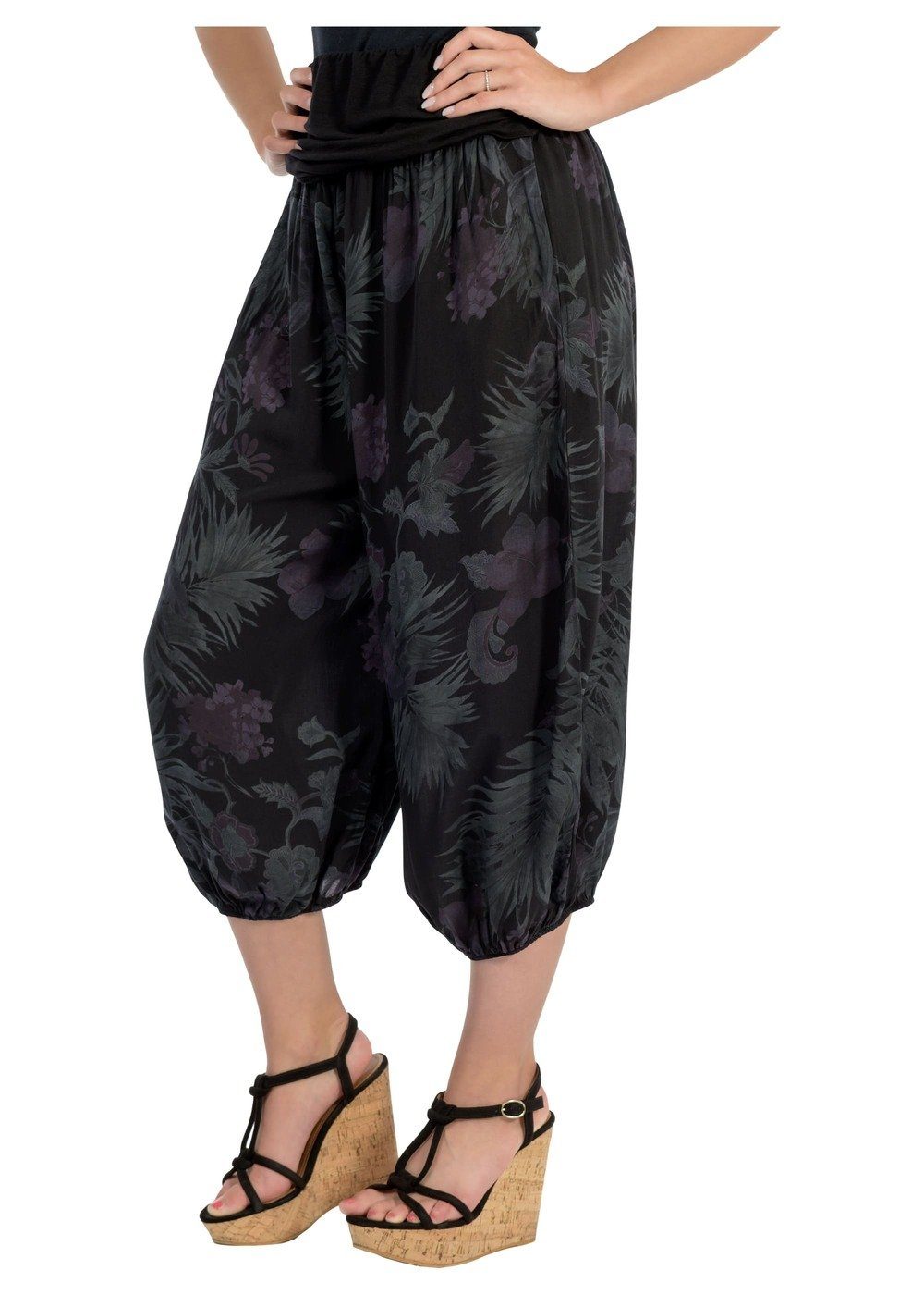 malito more than fashion Haremshose malito Damen Aladinhose mit floralem Muster, Haremshose zum Tanzen, Aladinhose mit floralem Muster Einheitsgröße