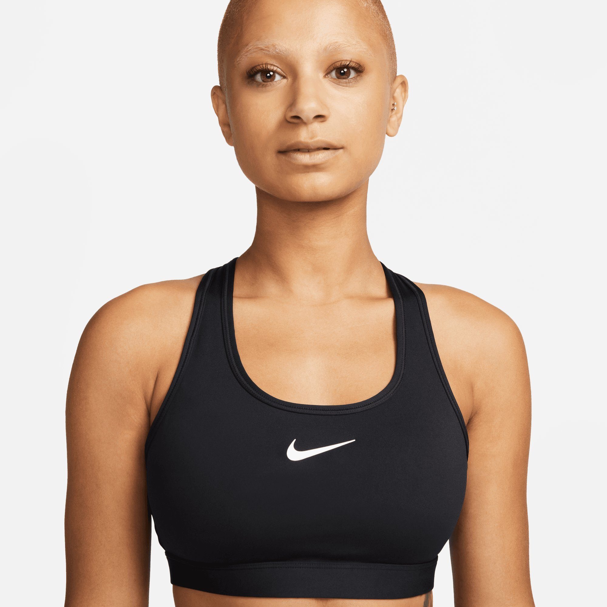 BRA BLACK/WHITE SWOOSH MEDIUM Nike SPORTS SUPPORT Sport-BH PADDED WOMEN'S