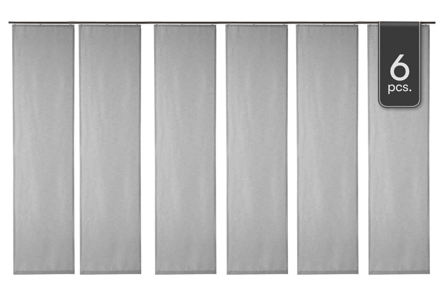 Vorhang AKZENT, 60 x 245 cm, Stahlgrau, 6er Set (1 St), transparent, Polyester, Flächenvorhang inkl. Technik