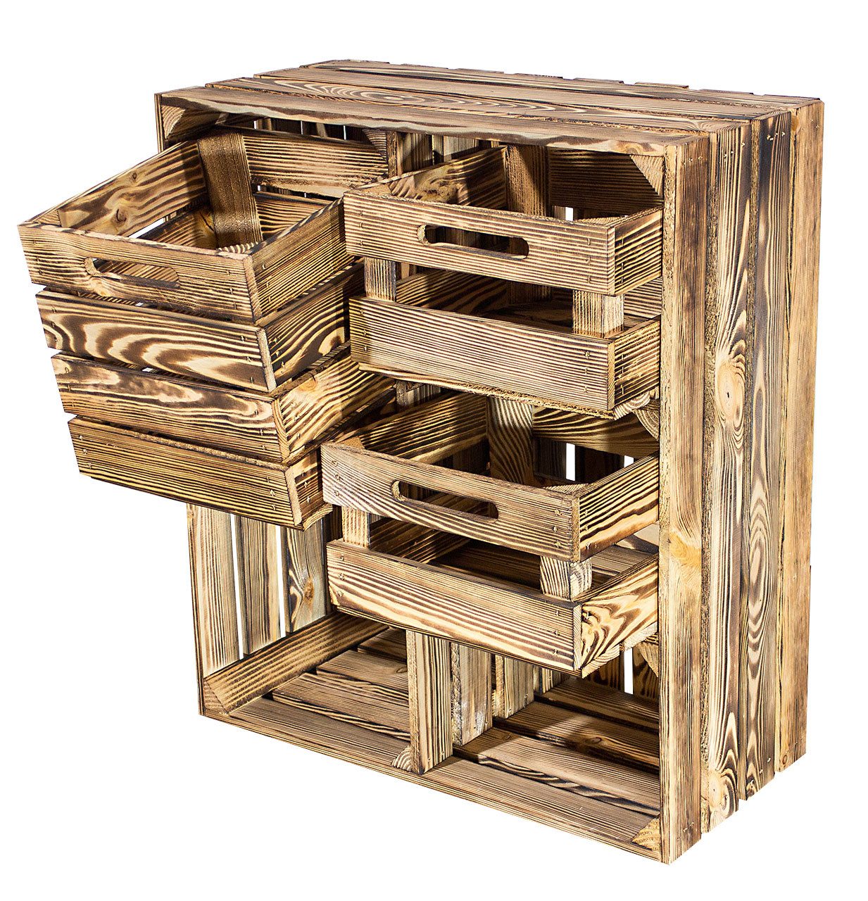 Allzweckkiste große Regalkiste HS3 geflammt mit Schubladen Schuhregal Kommo günstig online kaufen