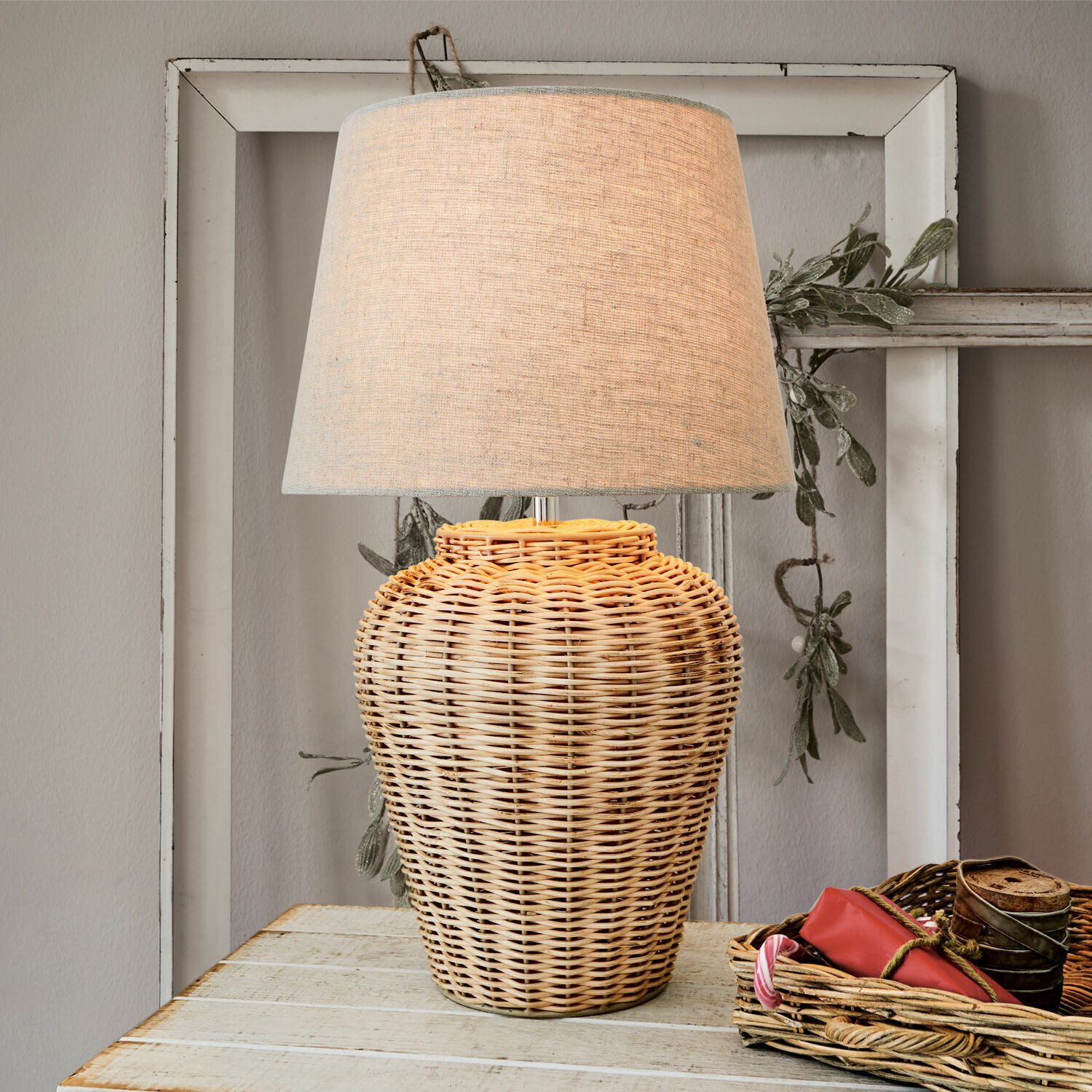 Mirabeau Tischleuchte Tischlampe Ernée beige günstig online kaufen