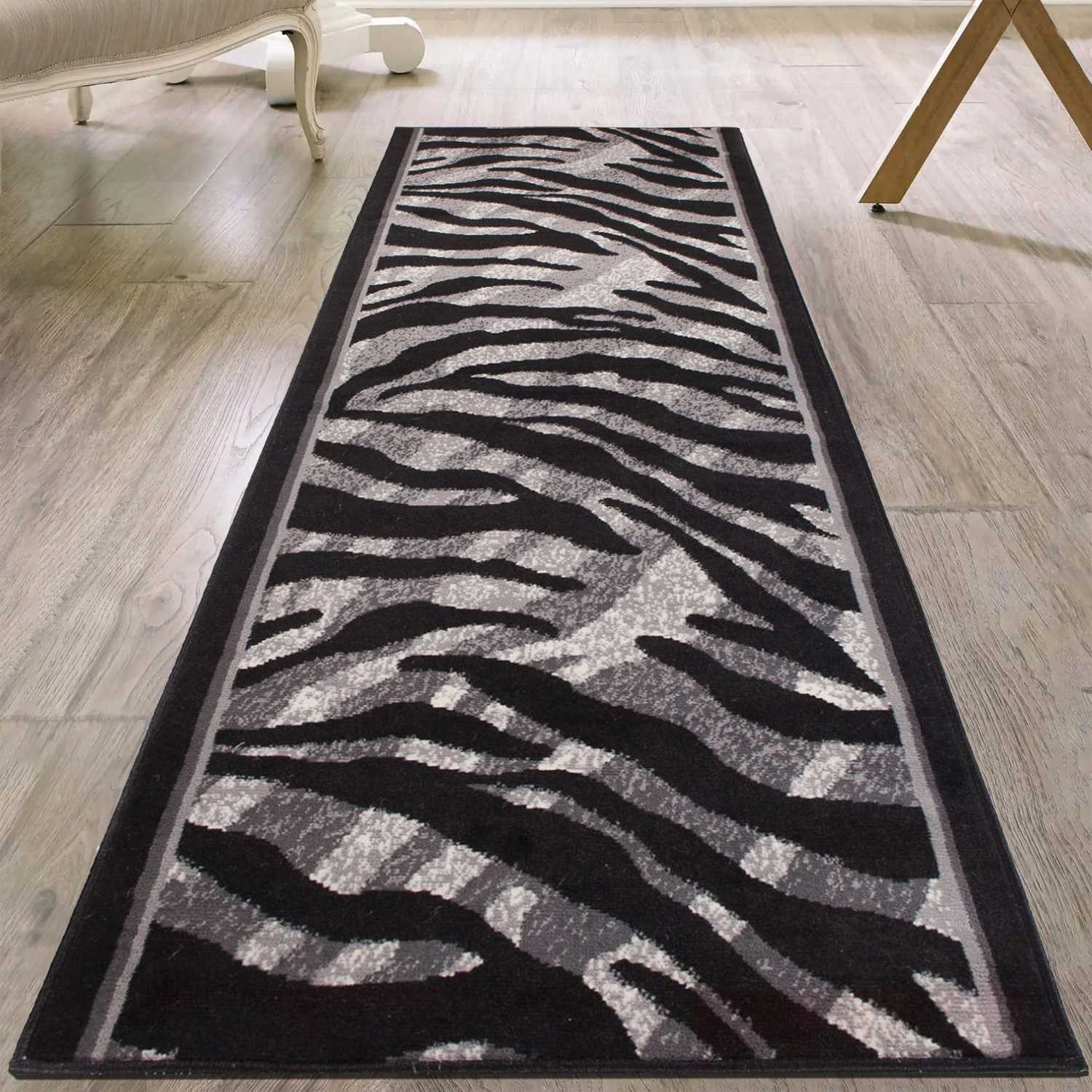 Mazovia Läufer Retro Tiger Anthrazit Grau Flur, Schlafzimmer, Diele, Fußbodenheizung – Bild 2 von 5