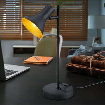 etc-shop Schreibtischlampe, Leuchtmittel inklusive, Warmweiß, Farbwechsel, Retro Tisch Lampe schwarz Farbwechsel Arbeitszimmer