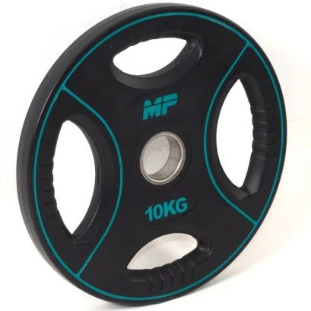 Muscle Power Hantelscheibe Muscle Power PU 4-Grip Hantelscheibe 10 kg - 50 mm
