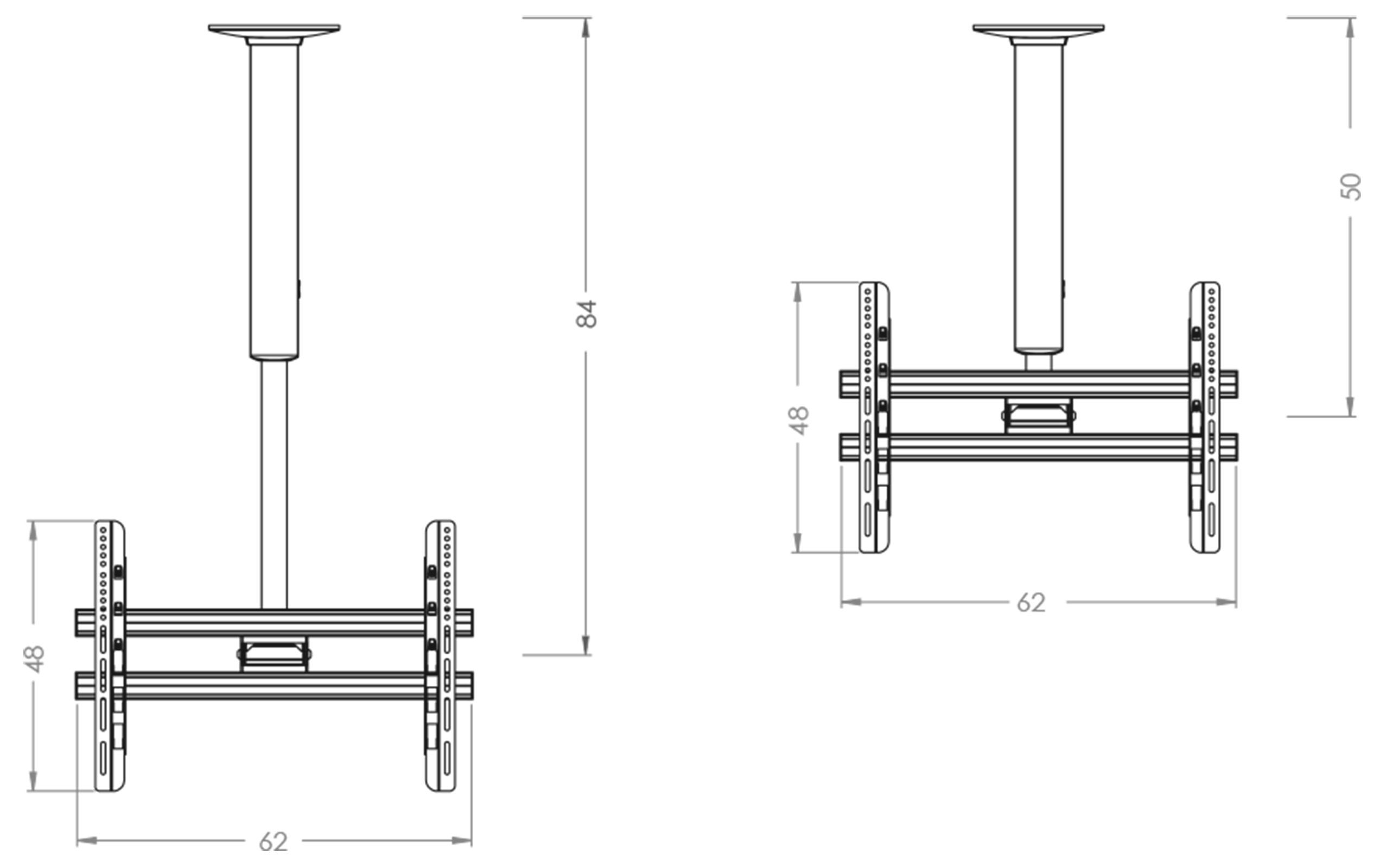 VCM TV-Wandhalterung TV Deckenhalterung CM4 höhenverstellbar 50-84 cm