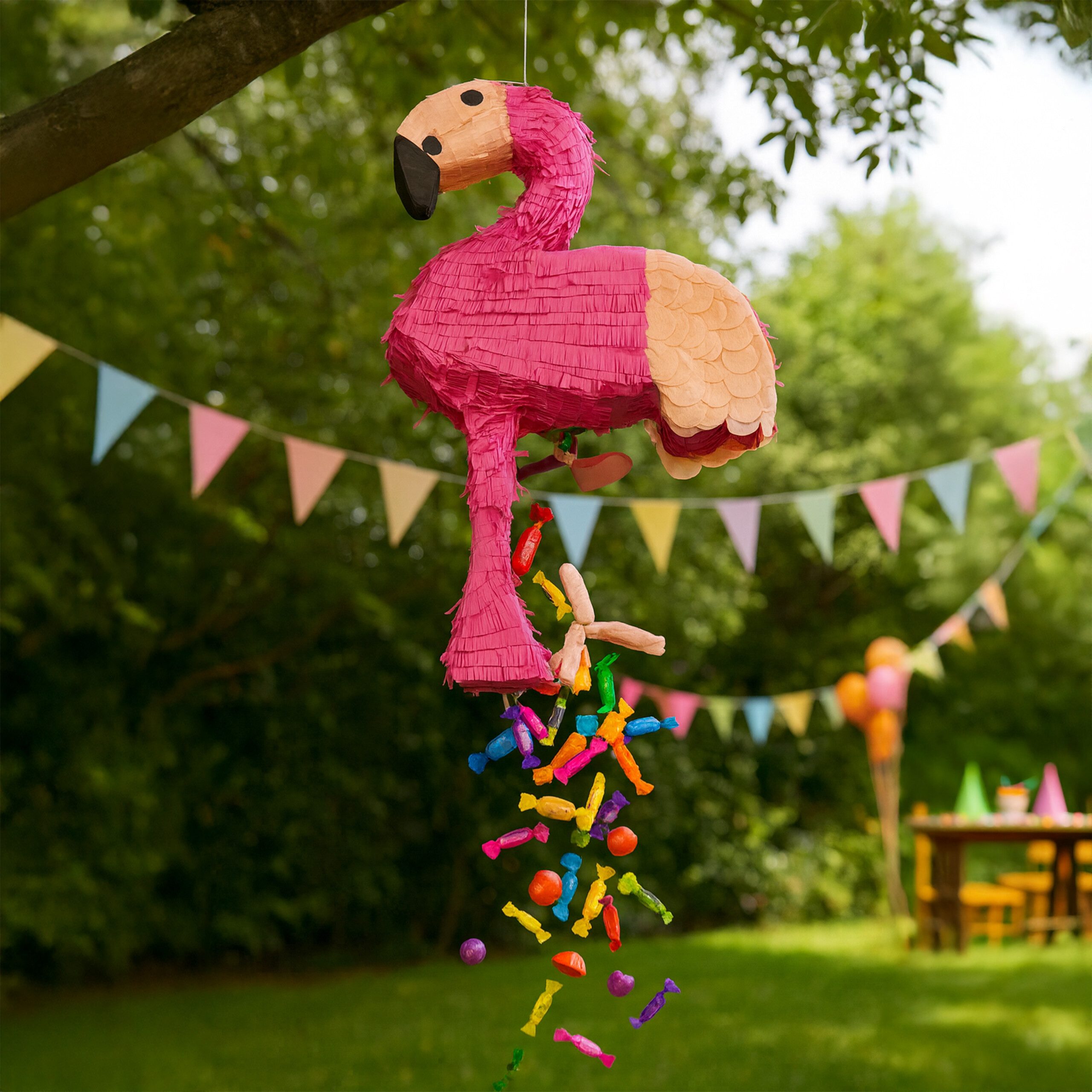 relaxdays Pinata Set Flamingo mit Stab und Maske