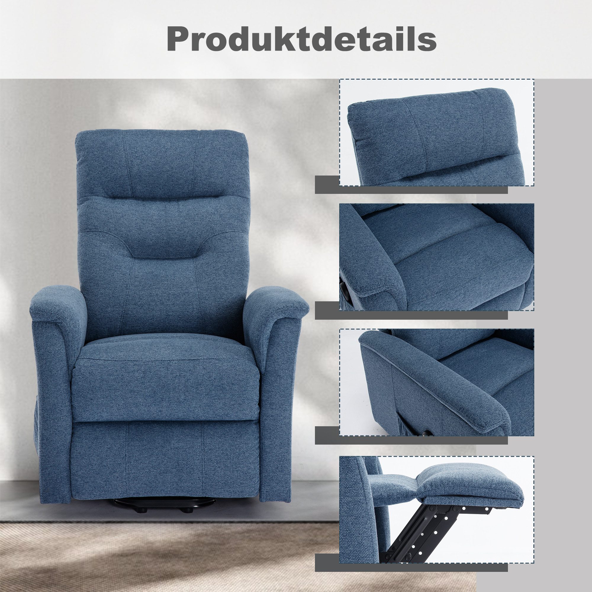 Thanaddo Relaxsessel Fernsehsessel mit Liegefunktion, Massagesessel für Senioren (1er set)