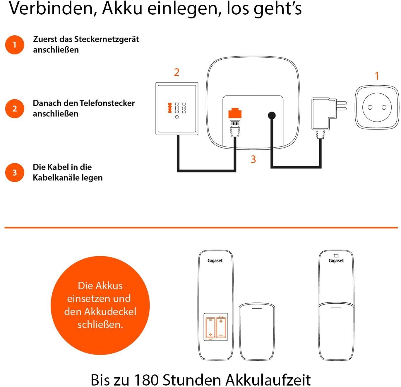Gigaset Gigaset AS690A Trio - 3 Schnurlose Telefone mit Anrufbeantworter Schnurloses DECT-Telefon (Mobilteile: 3, Freisprechen & Anrufschutz & einstellbare Klan – Bild 4 von 5