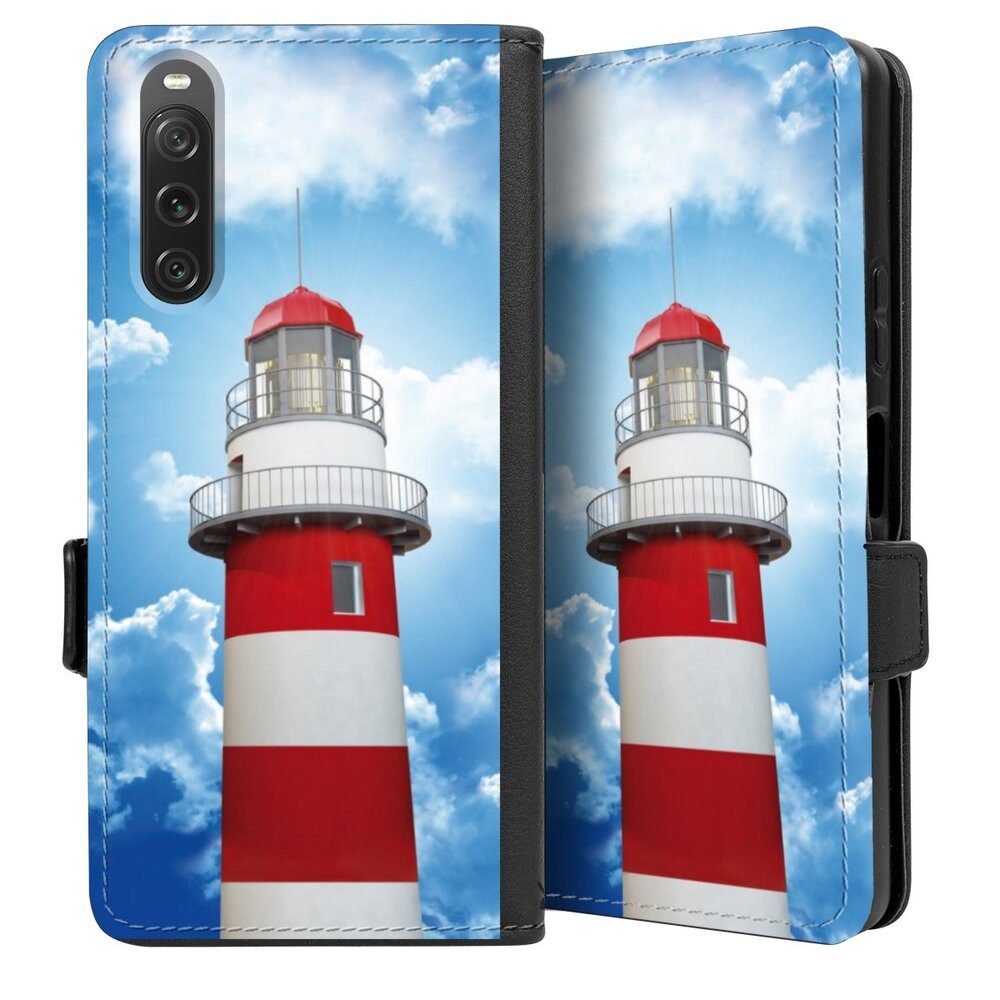DeinDesign Handyhülle Leuchtturm Wolke Himmel Leuchtturm, Sony Xperia 10 V Hülle Handy Flip Case Wallet Cover Handytasche Leder