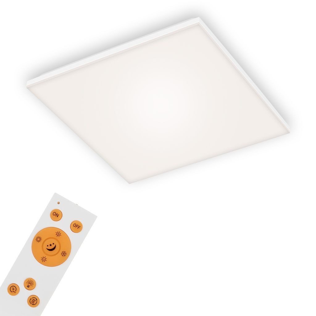 Briloner Leuchten LED Deckenleuchte 7378-116, Dimmfunktion, LED fest integriert, 2700K - Extra-Warmweiß, Deckenlampe, 45x45x7,5cm, Weiß, 24W, Wohnzimmer, Schlafzimmer, Küche