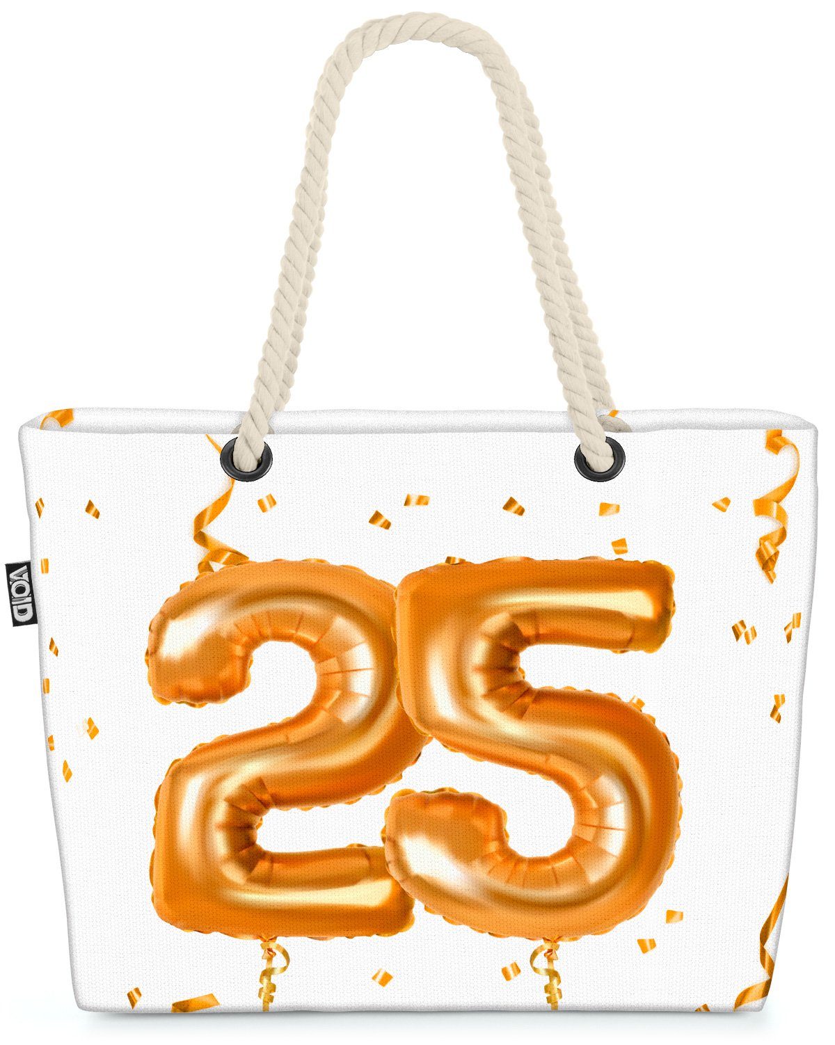 Strandtasche Jubiläum Kranz Party Jahreszahl Hochzeit Feiern 25 Geburtstag Ballons (1-tlg), VOID