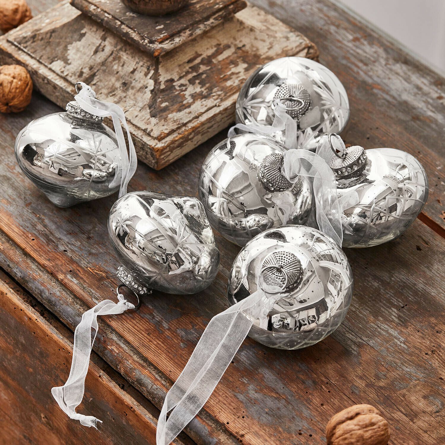 Mirabeau Christbaumschmuck Weihnachtsschmuck 6er Set Cheshire silber