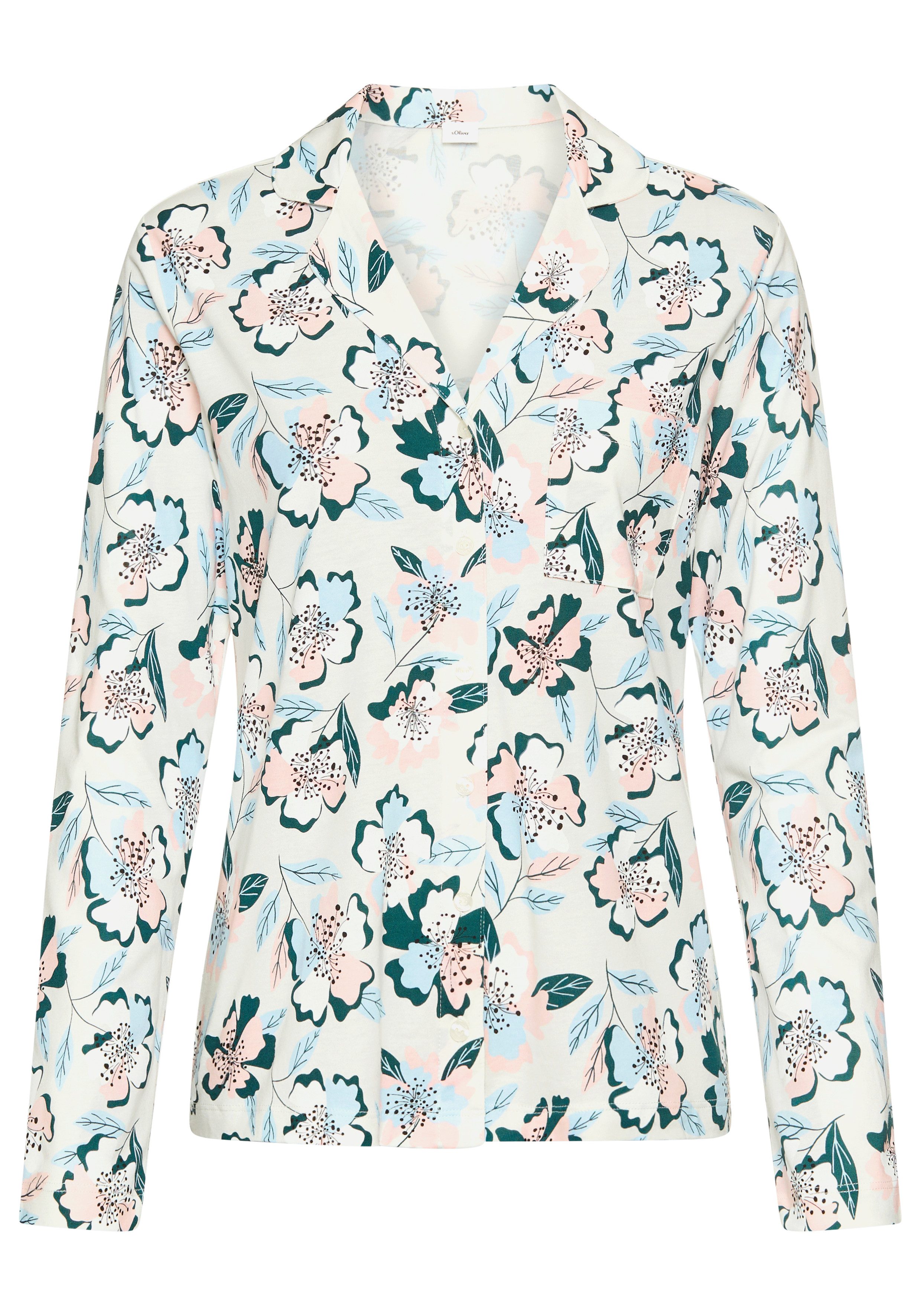 s.Oliver Pyjamaoberteil Schöne Knöpfe mit Logo Druck günstig online kaufen