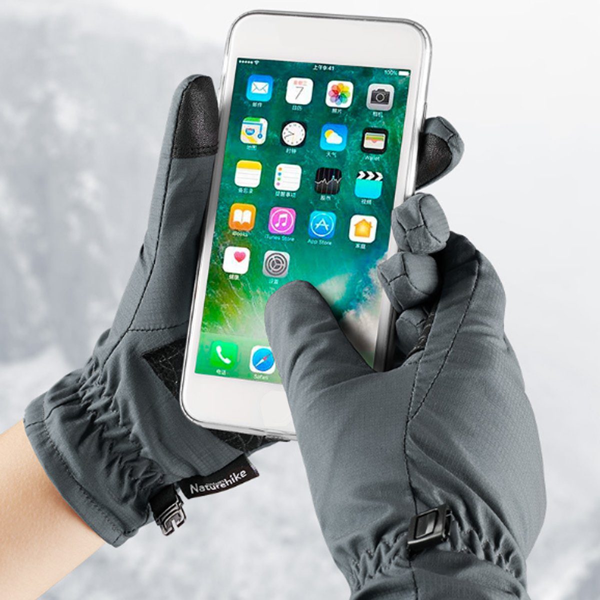 MAEREX Touchscreen Anti-Rutsch Winter Handschuhe -40℃ bis Wasserdicht Skihandschuhe Grau(L)