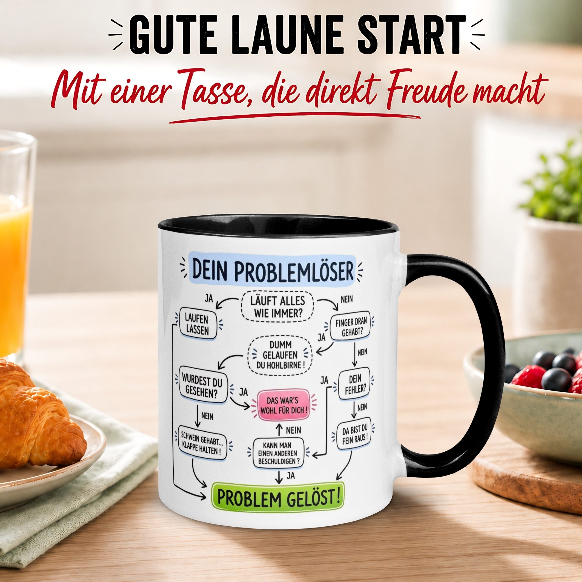 Momentals Tasse Kollege – Dein Problemlöser – Geschenk Chef Chefin Kollege Kollegin, Gratis Versand · Links-&Rechtshänder · Spülmaschinenfest