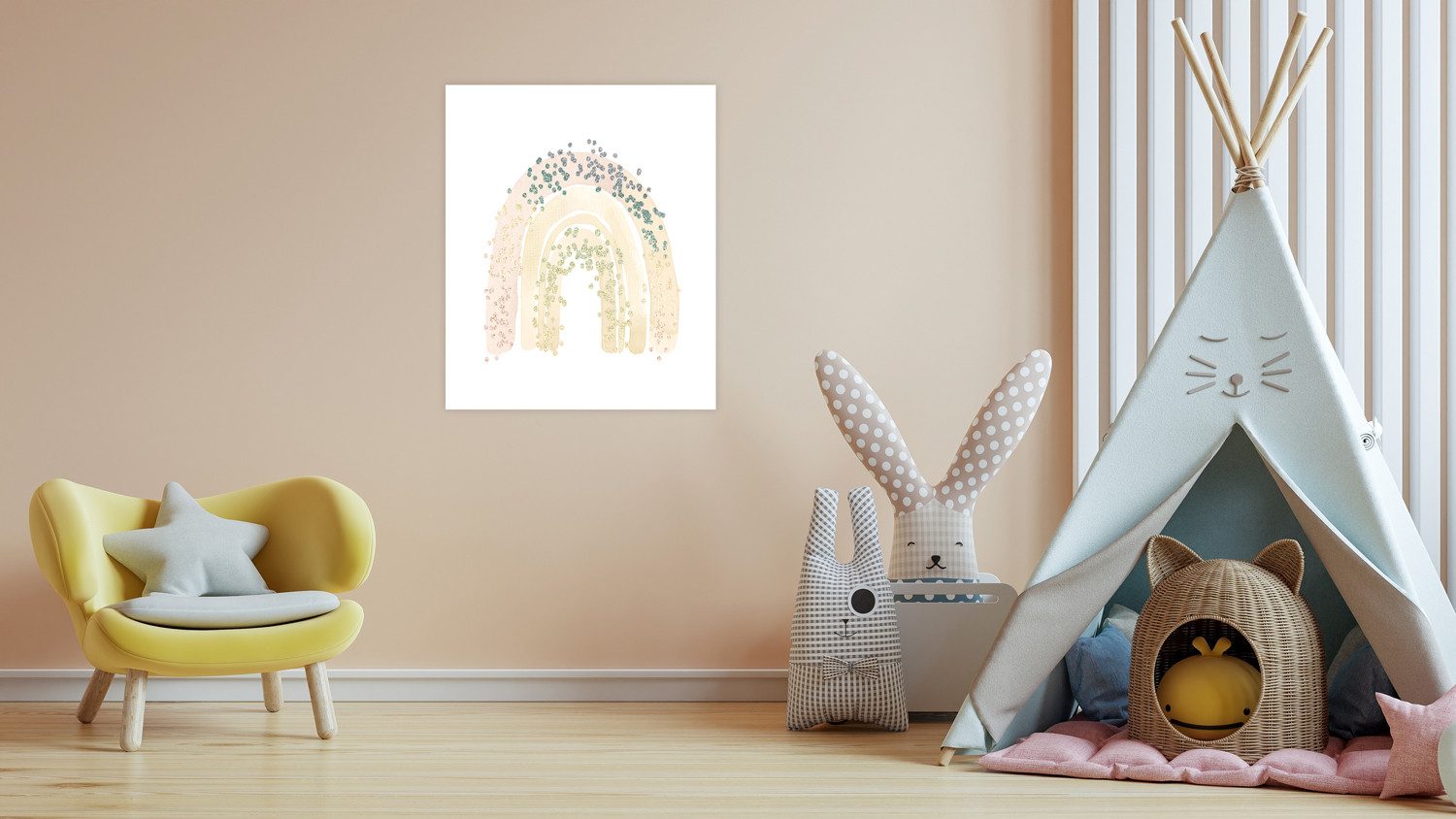 Lüttenhütt Bild mit Rahmen oder Poster, Regenbogen mit Punkten, Fantasy, Regenbogen (1 St), HD Premium Druck