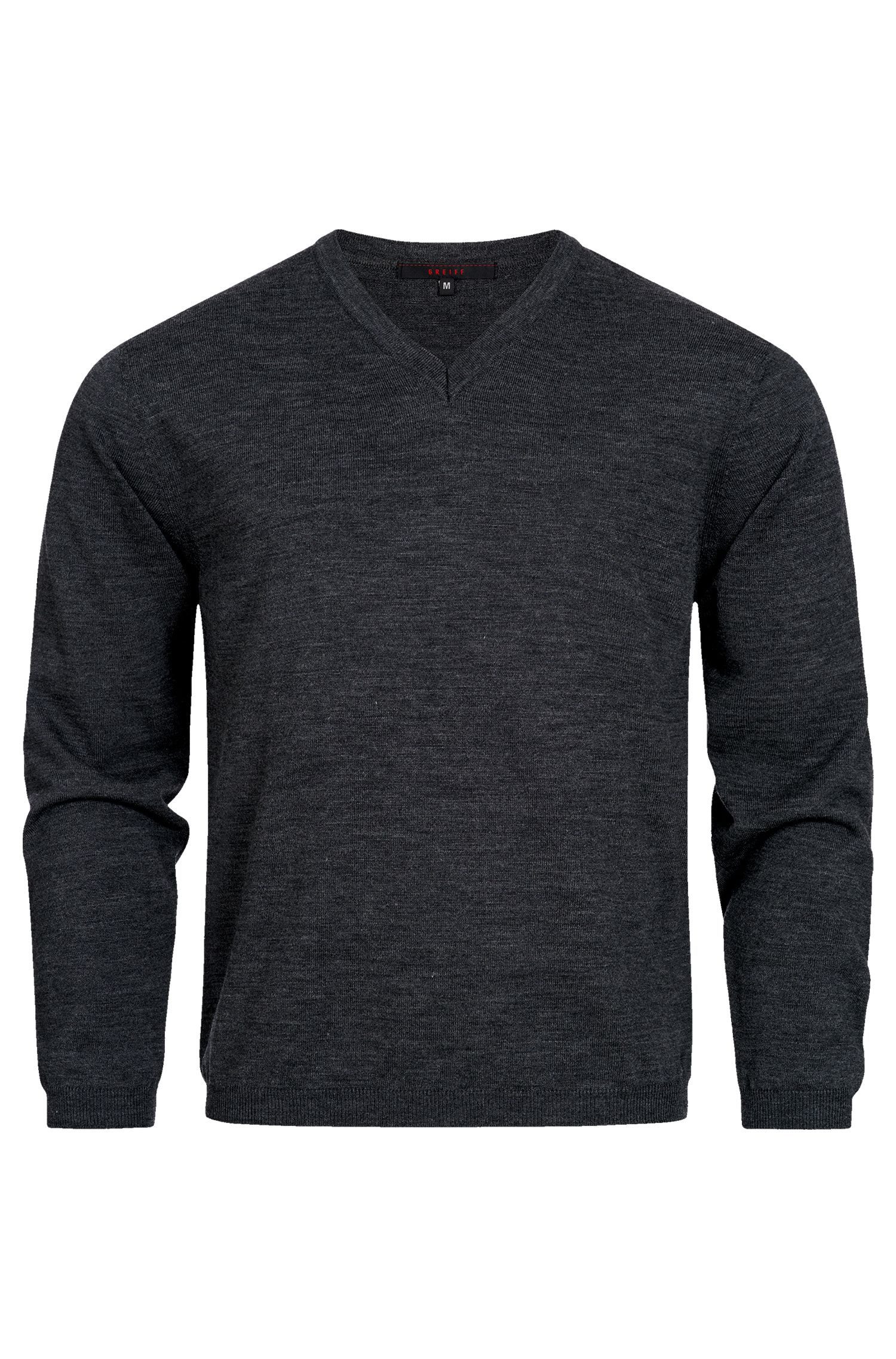 Strickpullover Greiff STRICK Herren Pullover Langarm V-Neck Regular-Fit Anthrazit