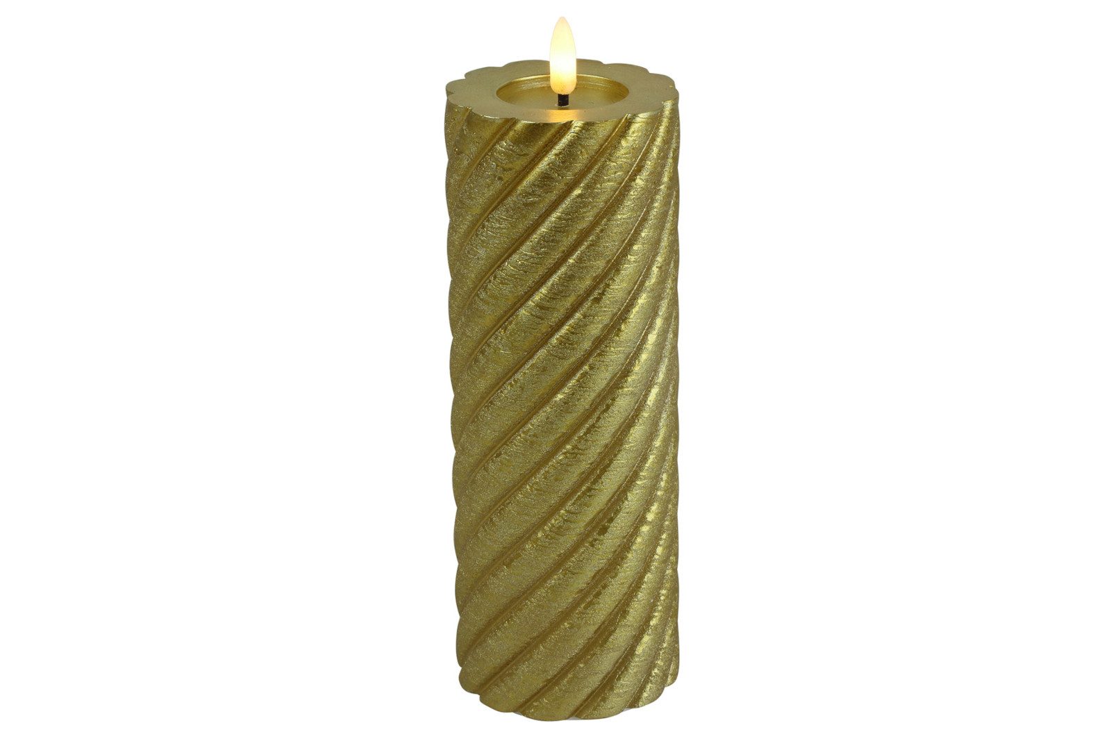 Duftkerze Stumpenkerze Rustikal LED Twirly XL gold 20cm