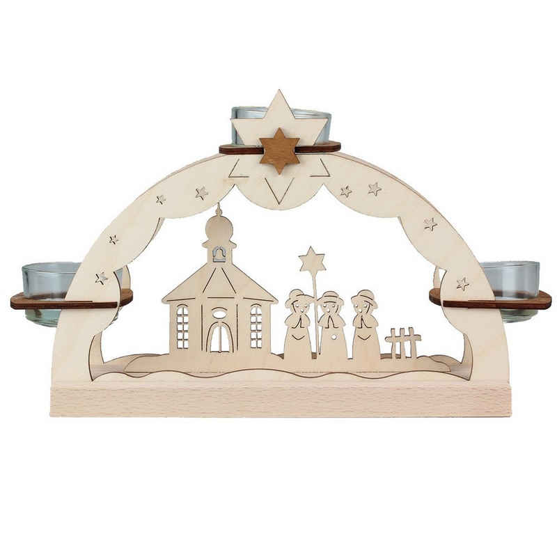 Weihnachtsland Lichterbogen Teelichtbogen Kurrende mit Seiffener Kirche
