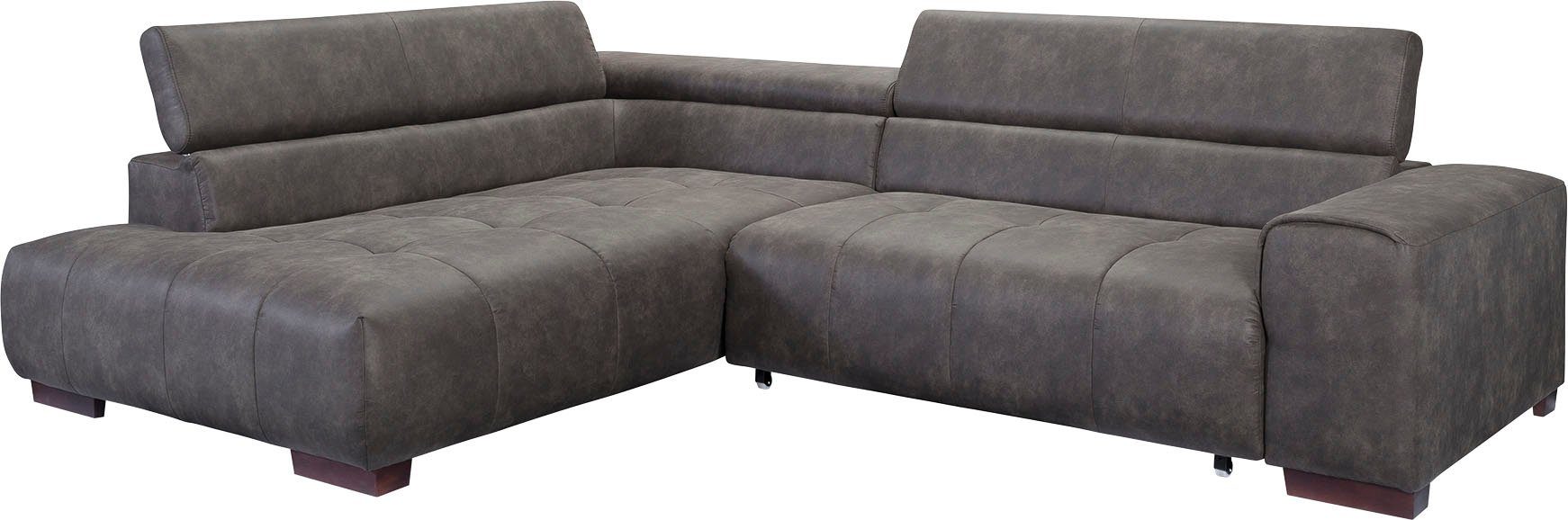 sofa fashion mit mit Bettfunktion exxpo - Kissen Kopfstützen, und wahlweise Ecksofa, 3 verstellbaren