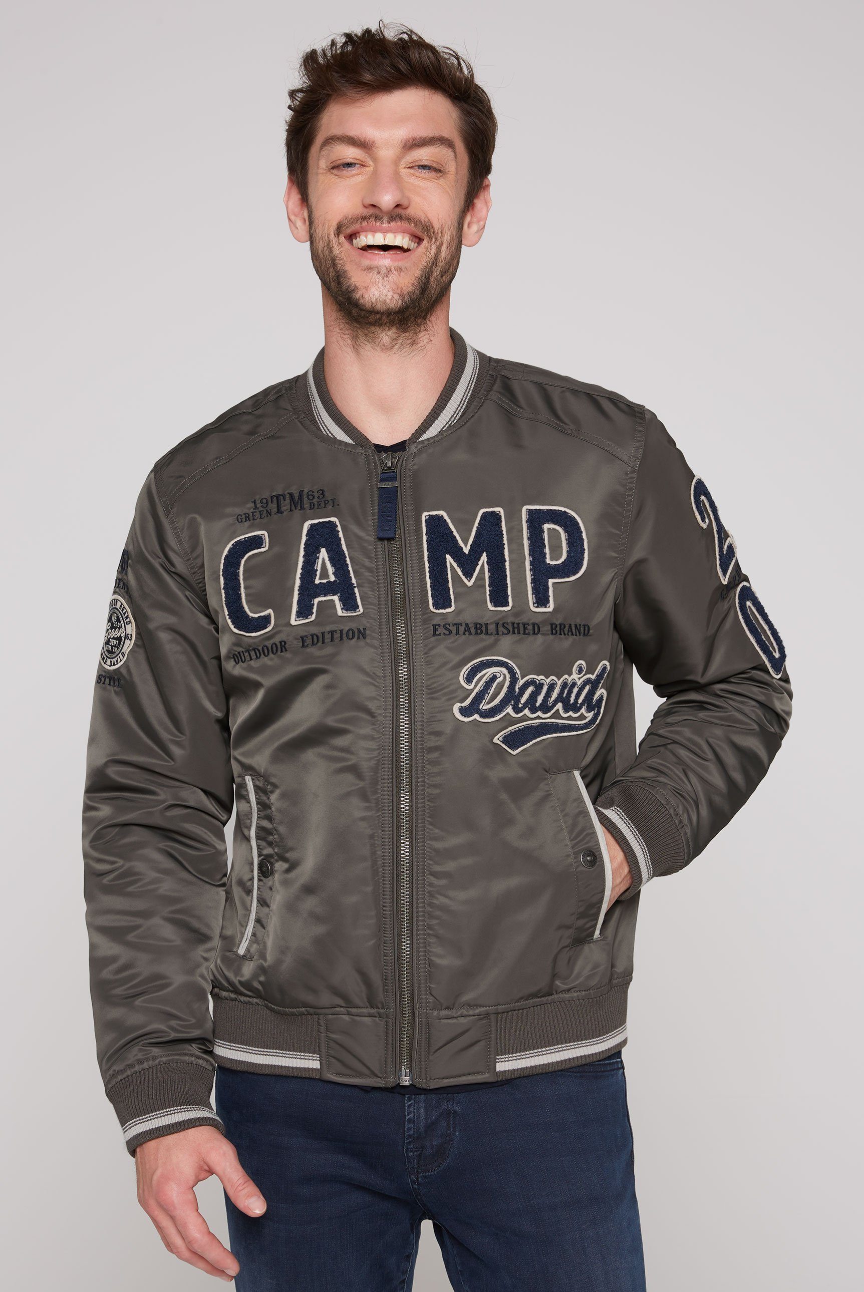 CAMP DAVID Blouson mit großem Frottee-Logo medium khaki