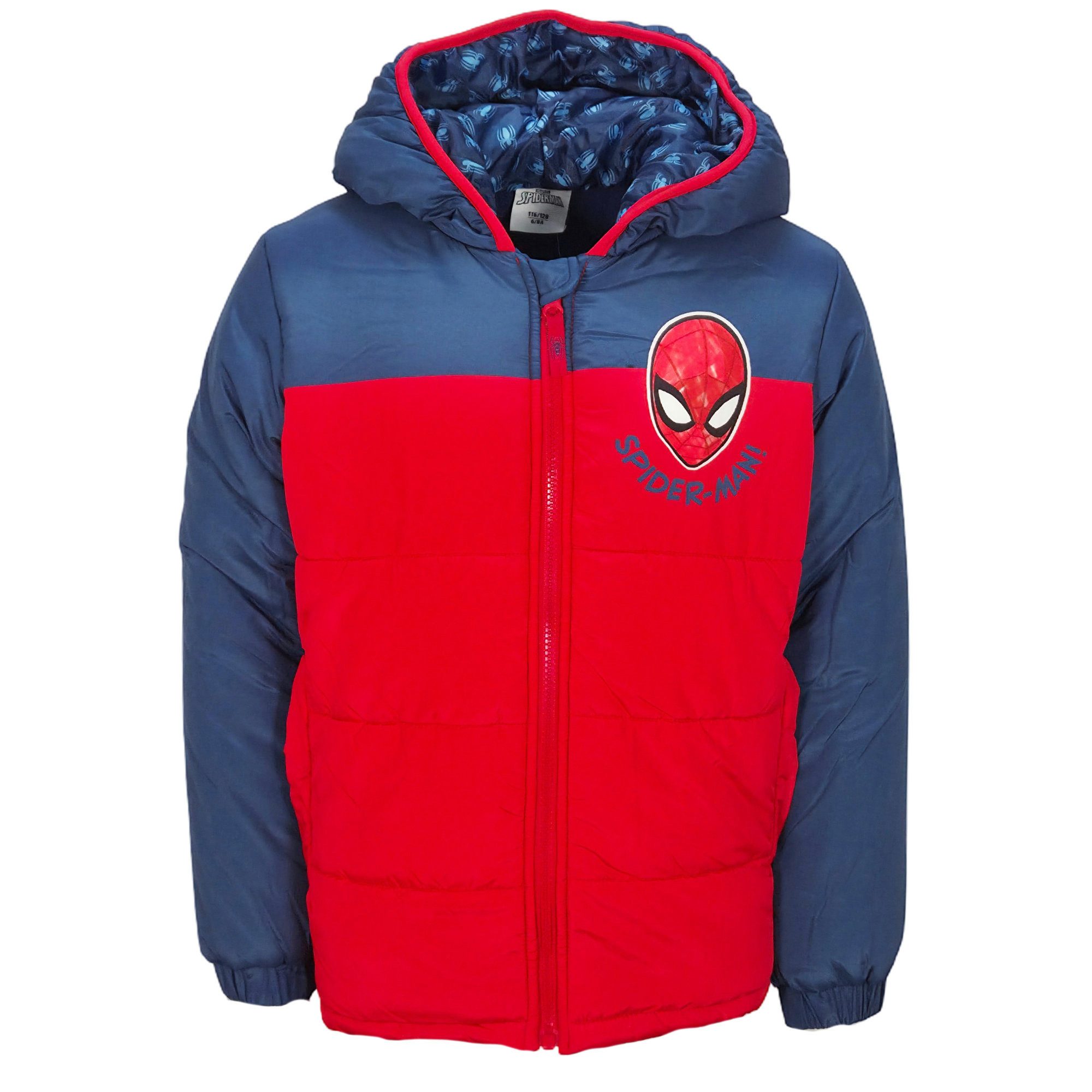 MARVEL Winterjacke Marvel Spiderman Kinder Winterjacke Jungen Jacke mit Kapuze Gr. 92 bis 128