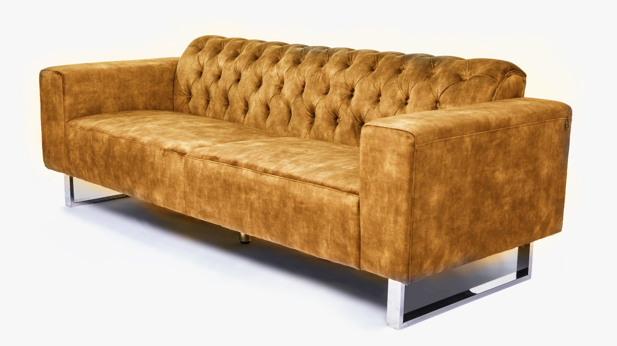 KAWOLA Farben Velvet verschiedene NILO, gold 3-Sitzer Vintage Sofa